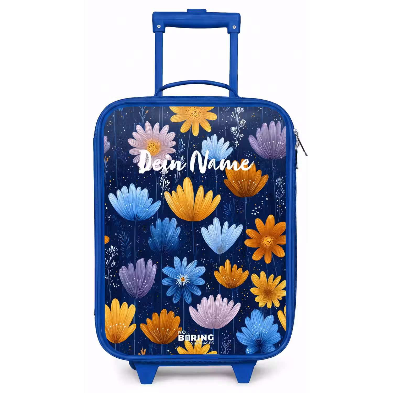 Bloemen op een donkerblauwe achtergrond Kinderkoffer - Blauw klein -zz3dotto