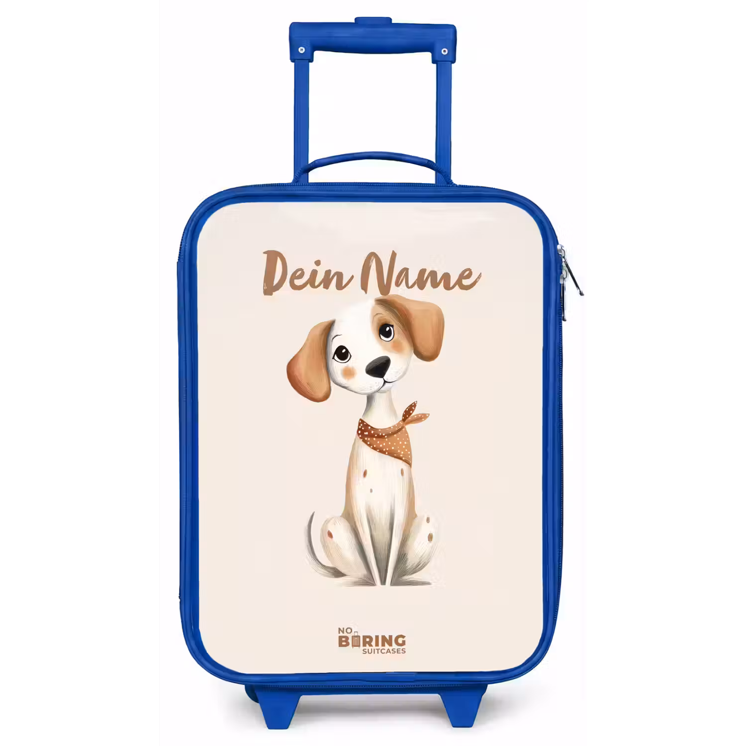 Bruin gevlekte pup op een beige achtergrond Kinderkoffer - Blauw klein -zz3dotto