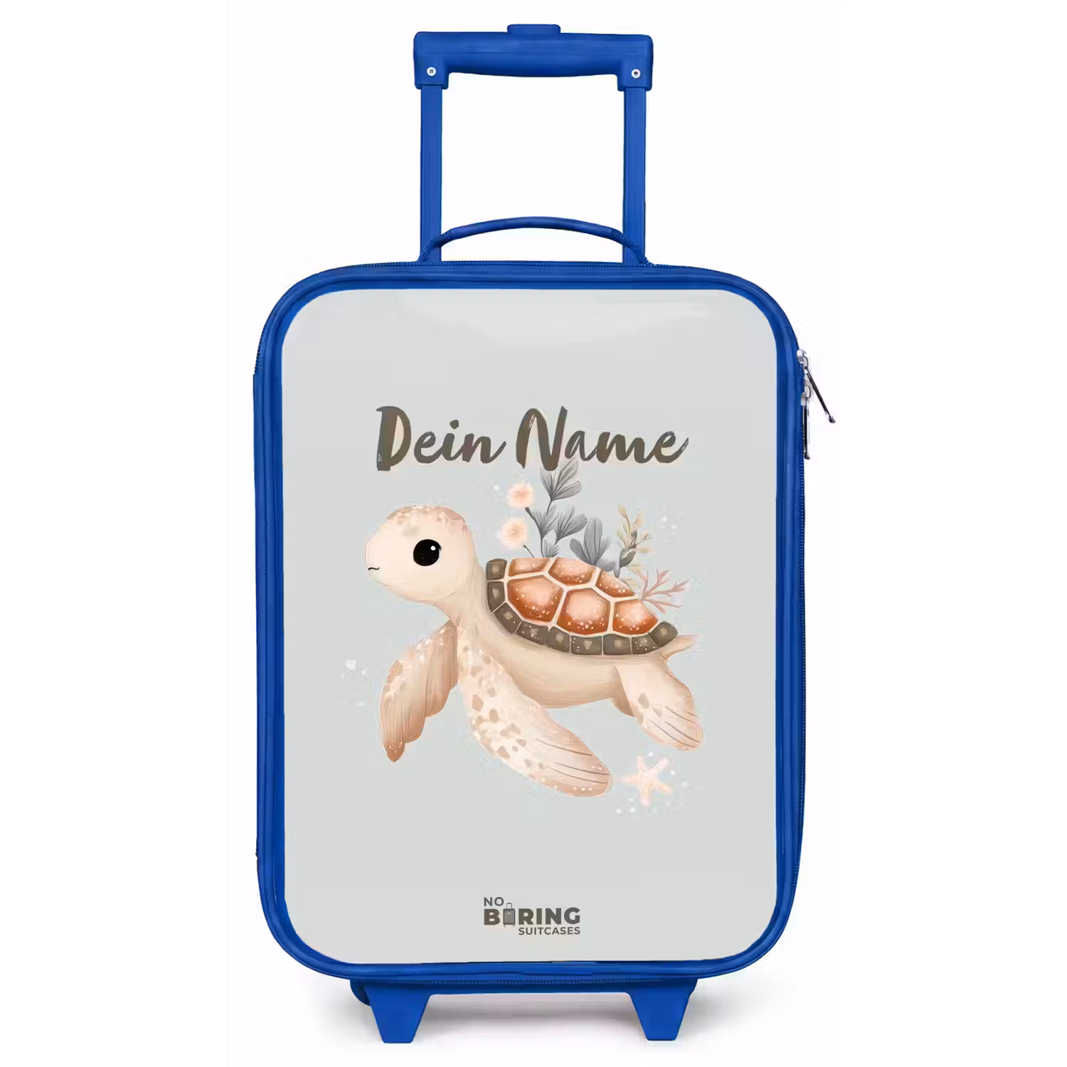 Bruine zeeschildpad in pastel onderwaterwereld Kinderkoffer - Blauw klein -zz3dotto