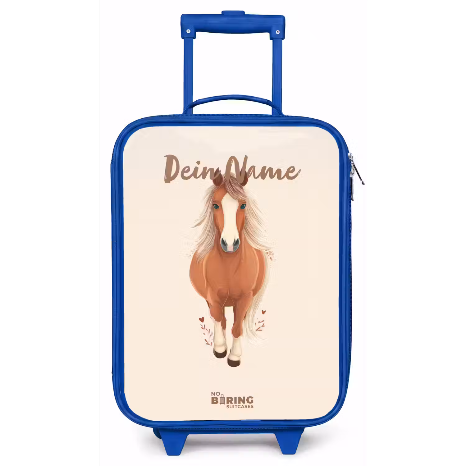 Bruin paard in gallop Kinderkoffer - Blauw klein -zz3dotto