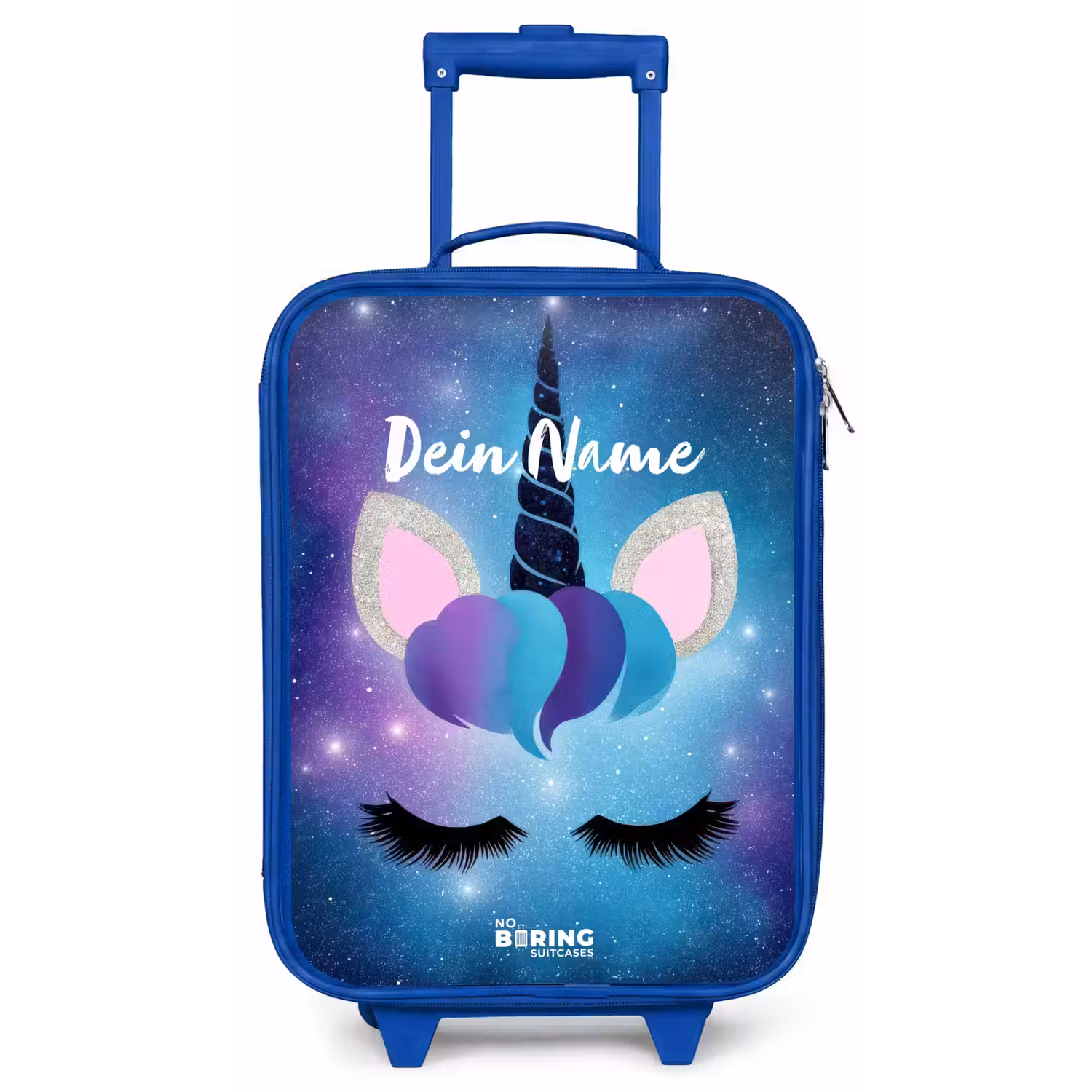 Eenhoorn op een sterrenhemel achtergrond Kinderkoffer - Blauw klein -zz3dotto