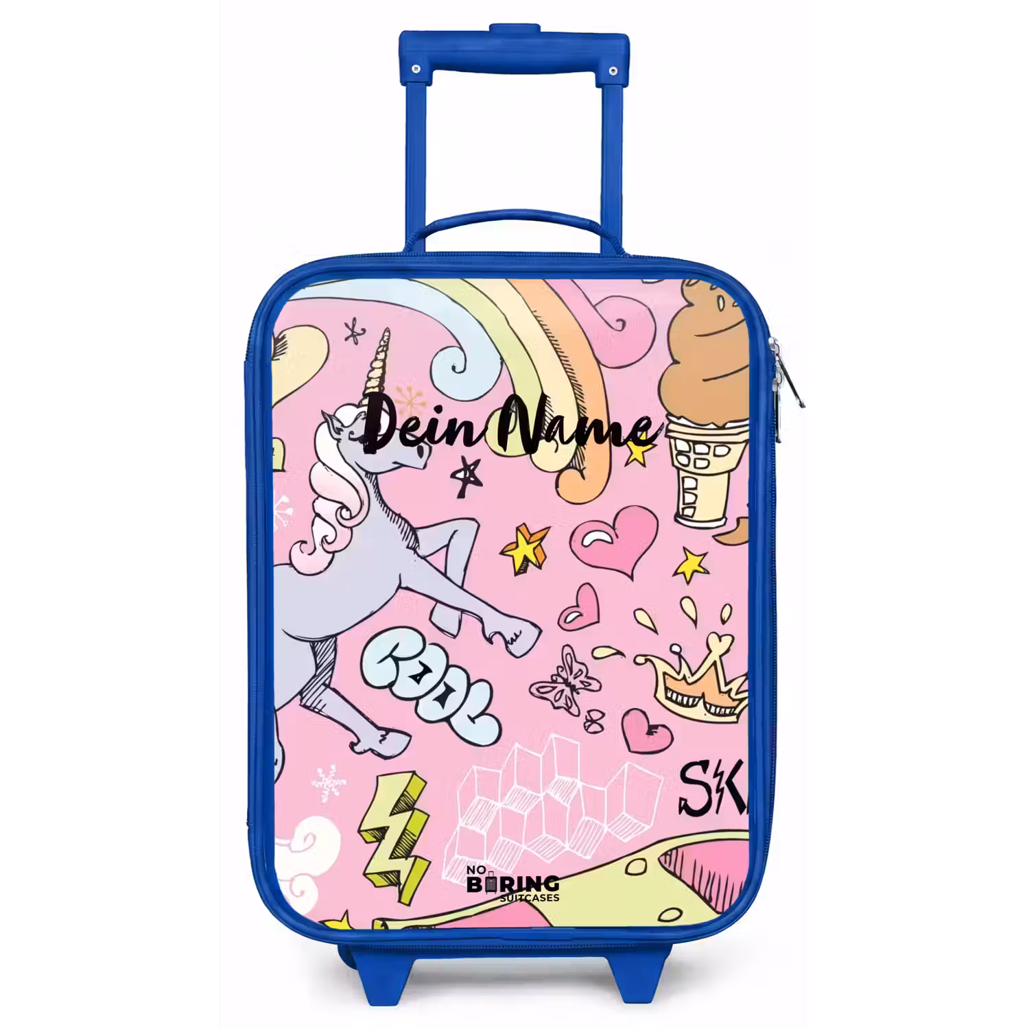 Unicorn doodles Kinderkoffer - Blauw klein -zz3dotto