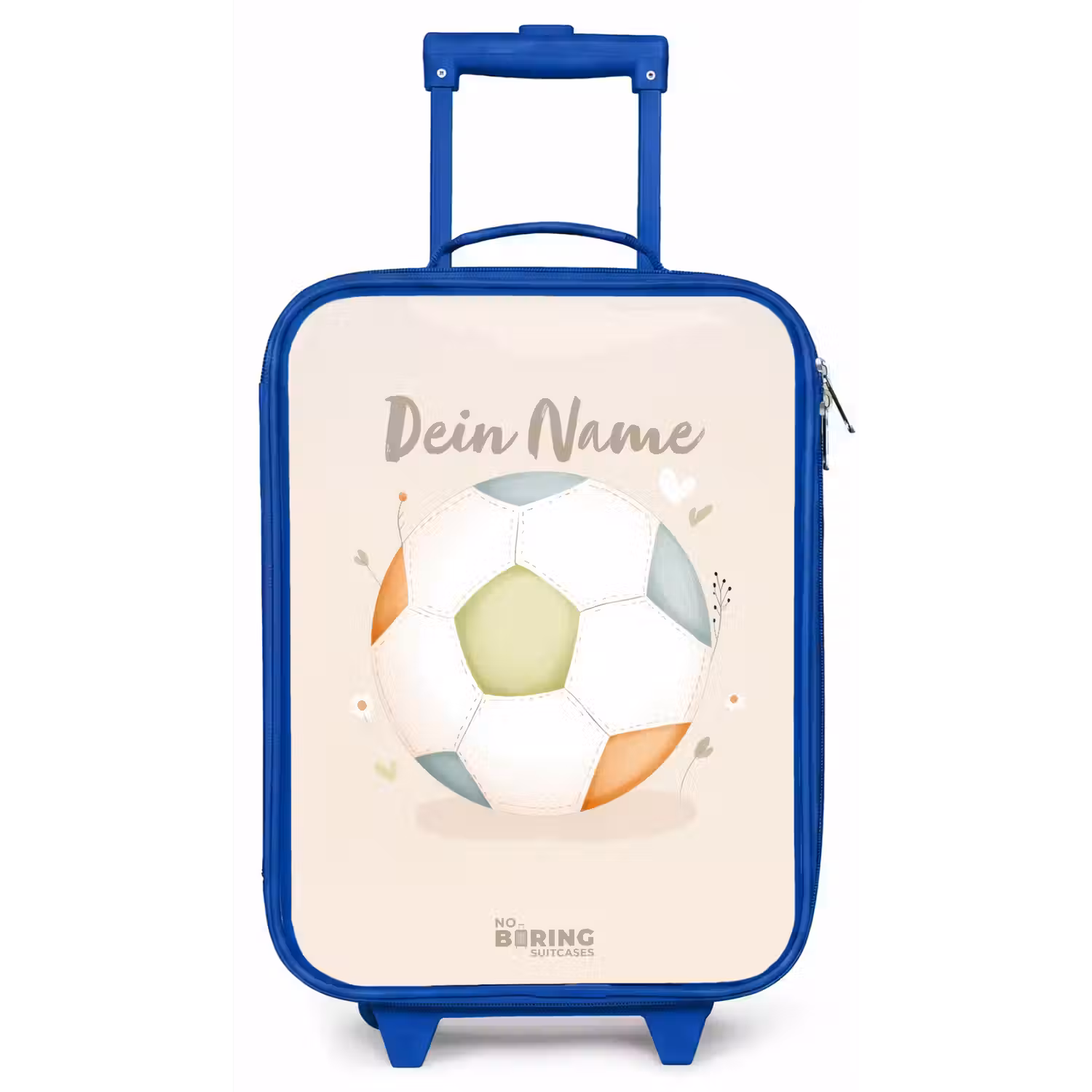 Voetbal in beige pastel kleuren Kinderkoffer - Blauw klein -zz3dotto