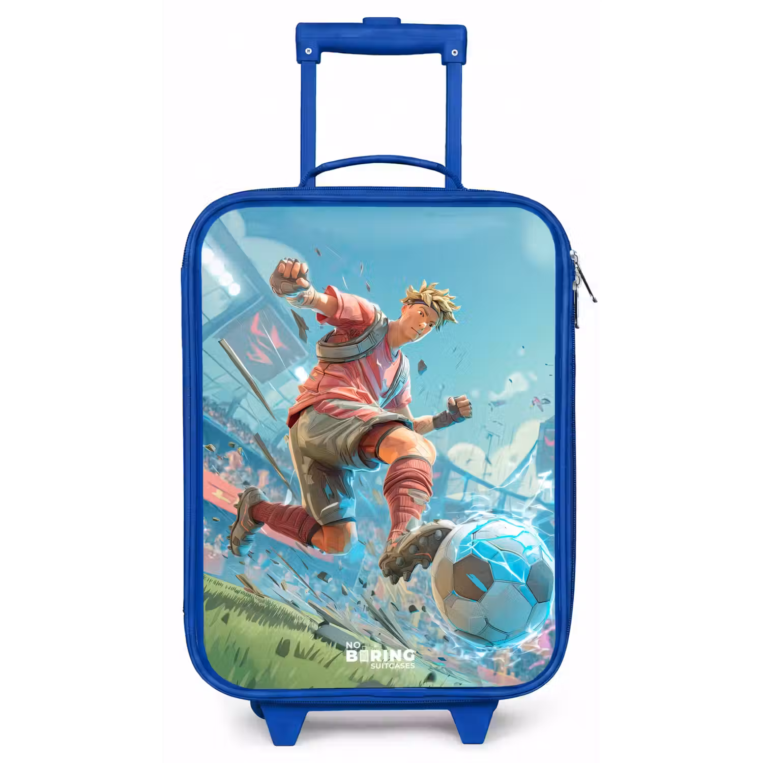 Voetbal - Jongen - Stadion - Elektrisch Kinderkoffer - Blauw klein -zz3dotto