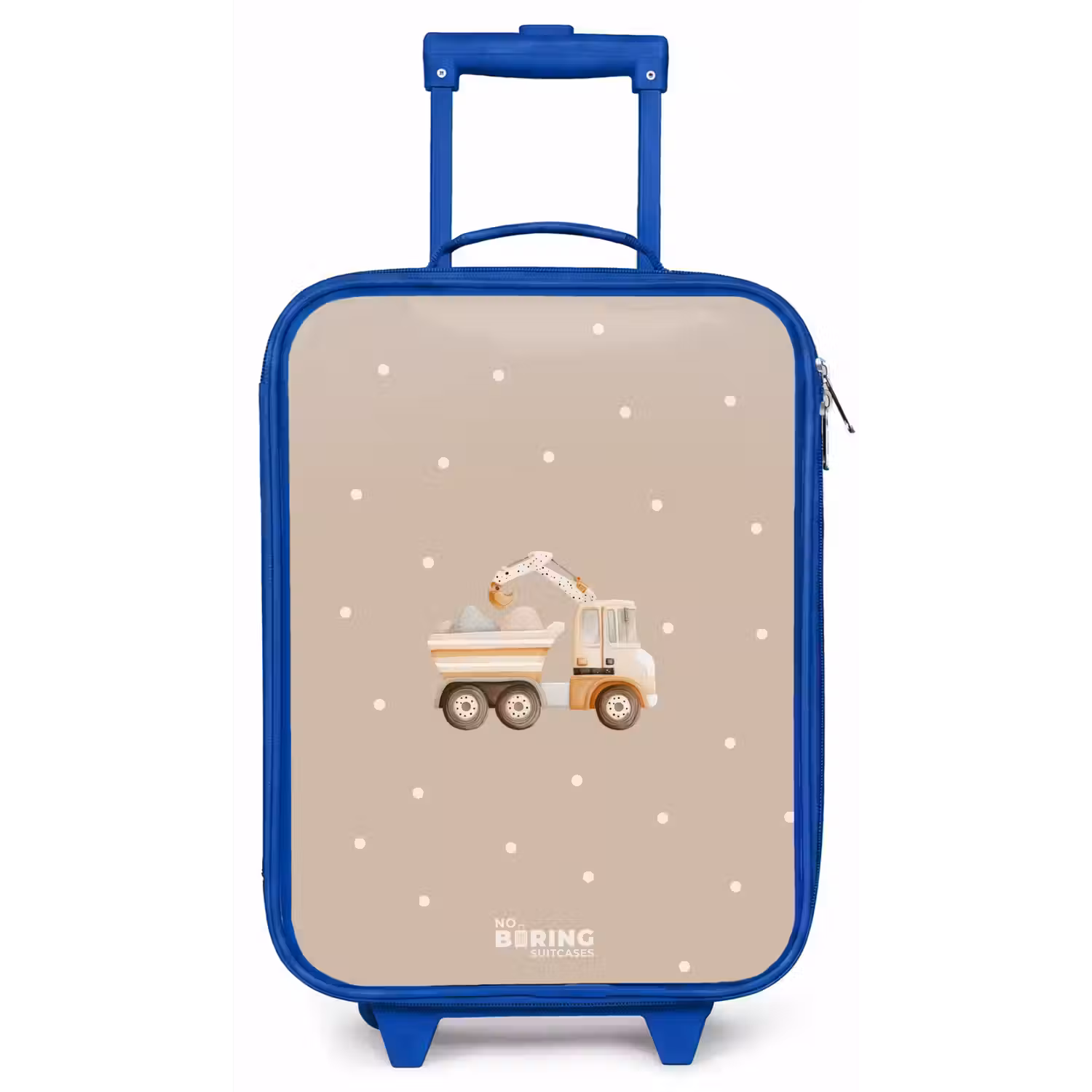 Gele kiepwagen met stenen en stippenpatroon Kinderkoffer - Blauw klein -zz3dotto