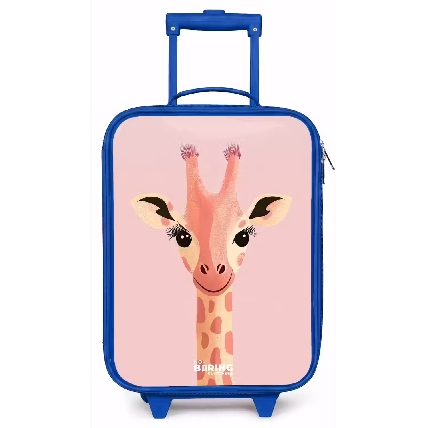 Giraffe - Wimpers - Minimalistisch - Roze Kinderkoffer - Blauw klein -zz3dotto