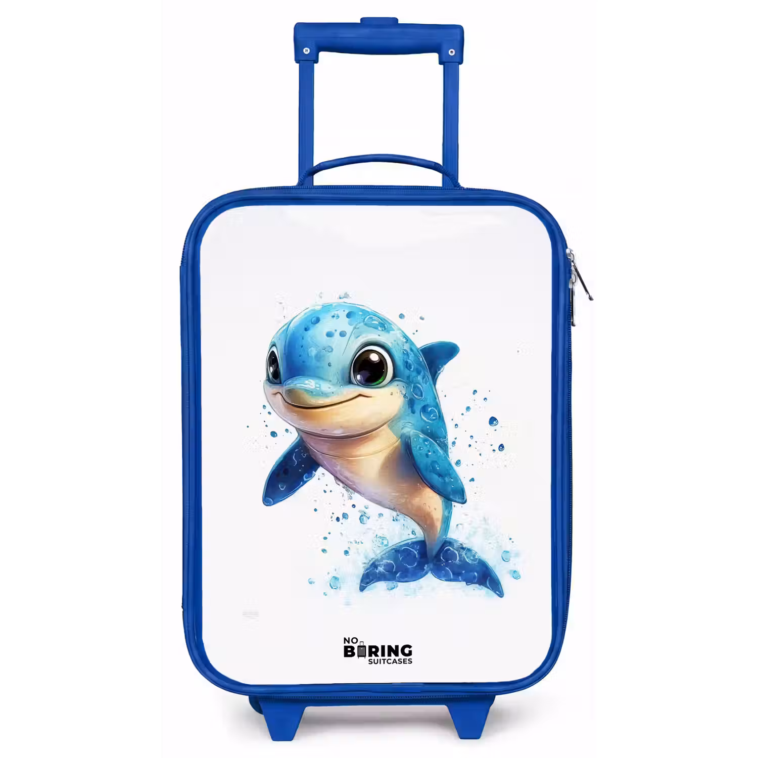Blije dolfijn met waterdruppels op wit Kinderkoffer - Blauw klein -zz3dotto
