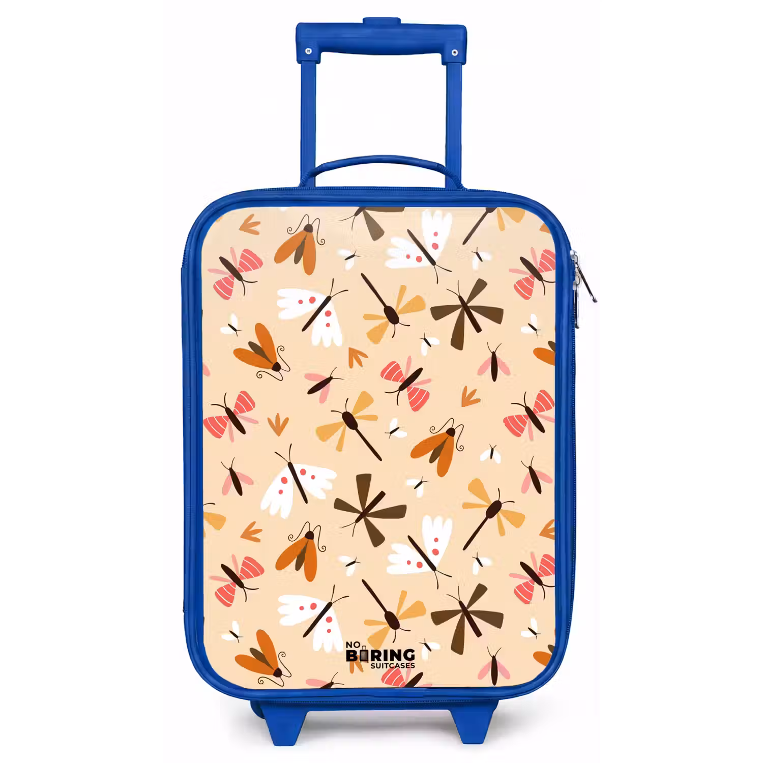 Insectenpatroon in bruin, roze en oranje op beige achtergrond Kinderkoffer - Blauw klein -zz3dotto
