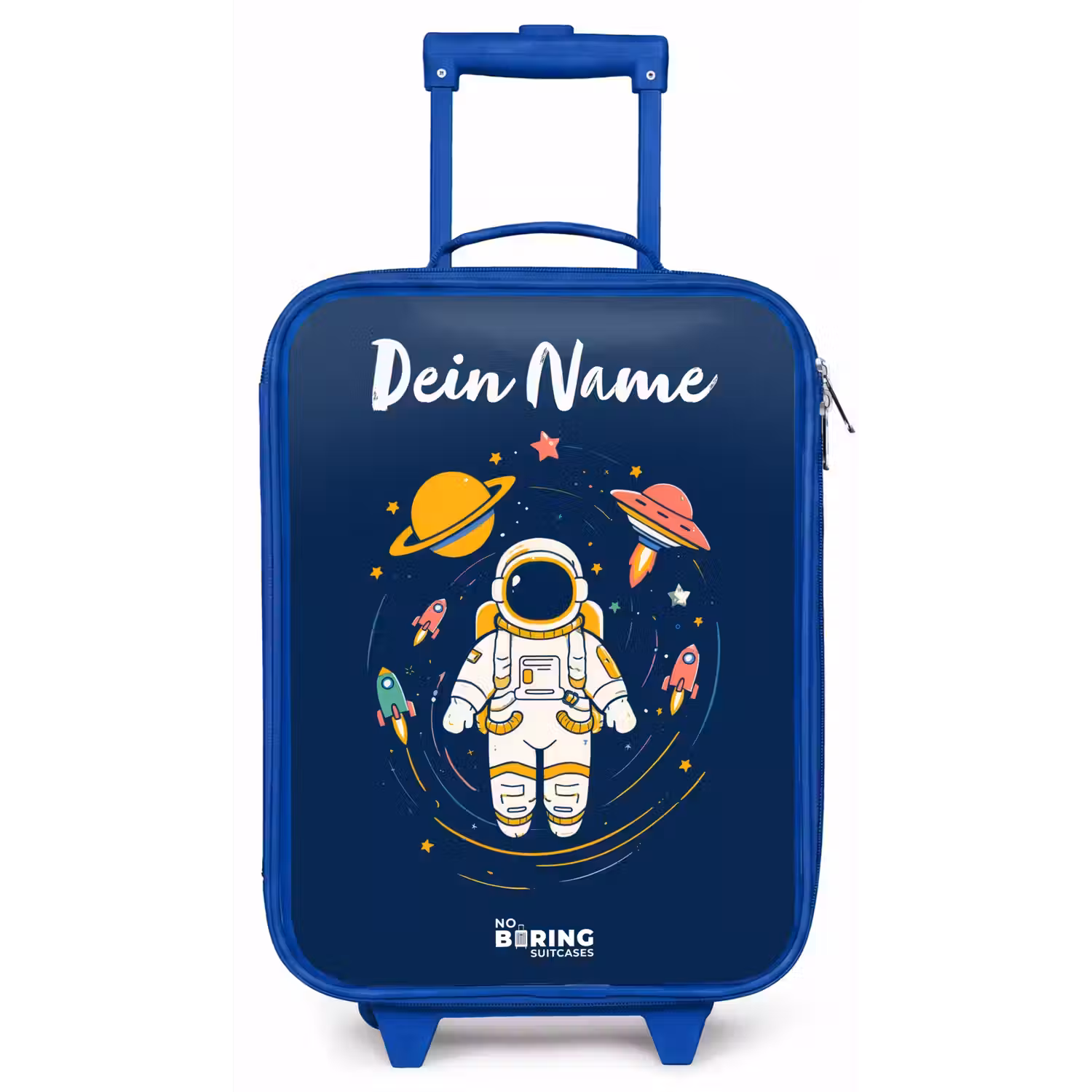 Astronaut - Planeet - Sterren - Raket Kinderkoffer - Blauw klein -zz3dotto