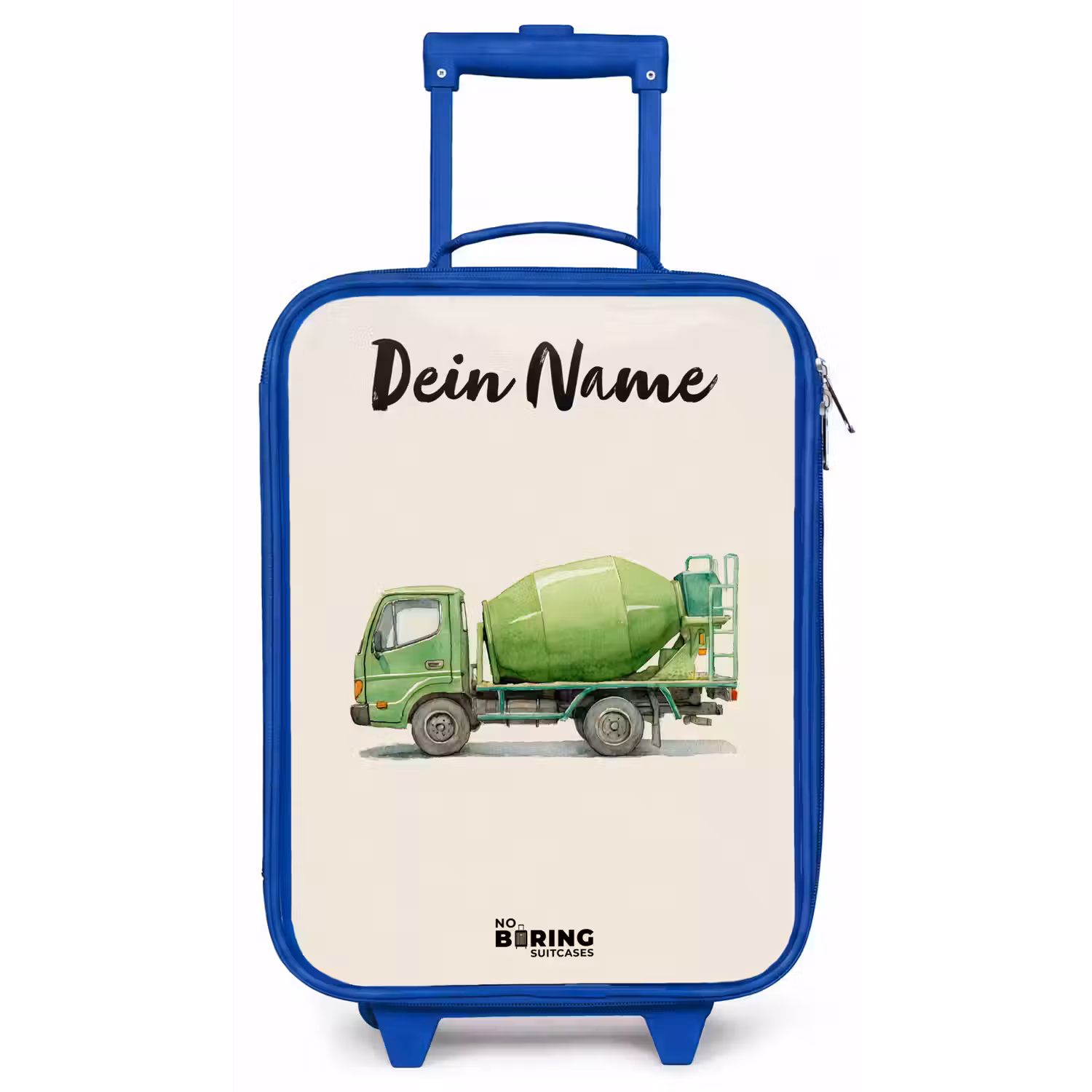 Betonmixer - Getekend - Groen Kinderkoffer - Blauw klein -zz3dotto