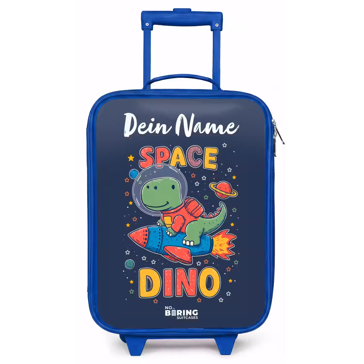 Dinosaurus - Groen - Raket - Sterrenhemel Kinderkoffer - Blauw klein -zz3dotto