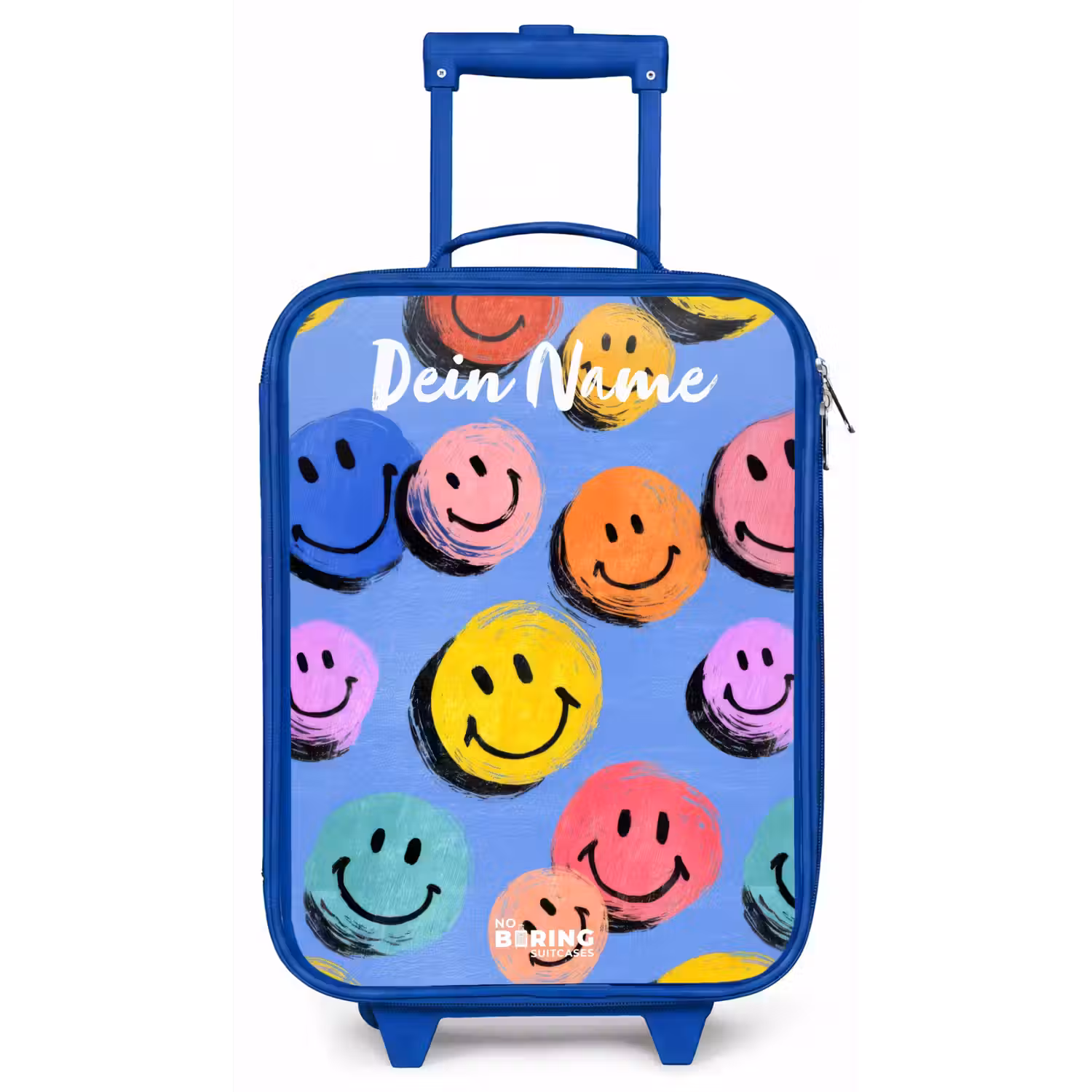 Een speels en kunstzinnig patroon van kleurrijke smileys Kinderkoffer - Blauw klein -zz3dotto