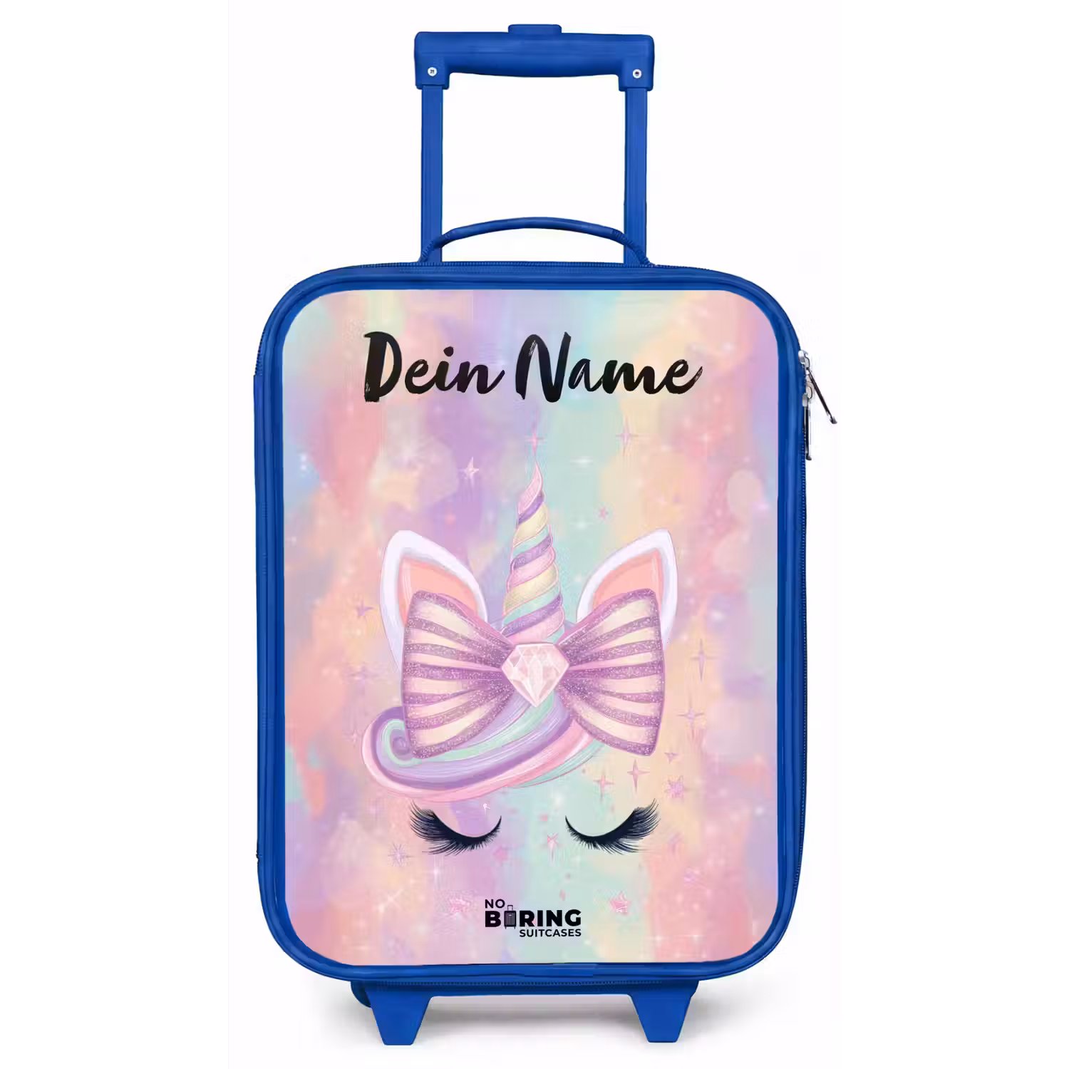Eenhoorn - Glitters - Regenboog - Pastel Kinderkoffer - Blauw klein -zz3dotto
