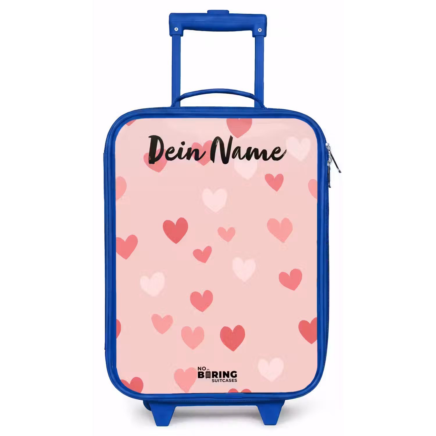 Hartjes - Patroon - Roze Kinderkoffer - Blauw klein -zz3dotto