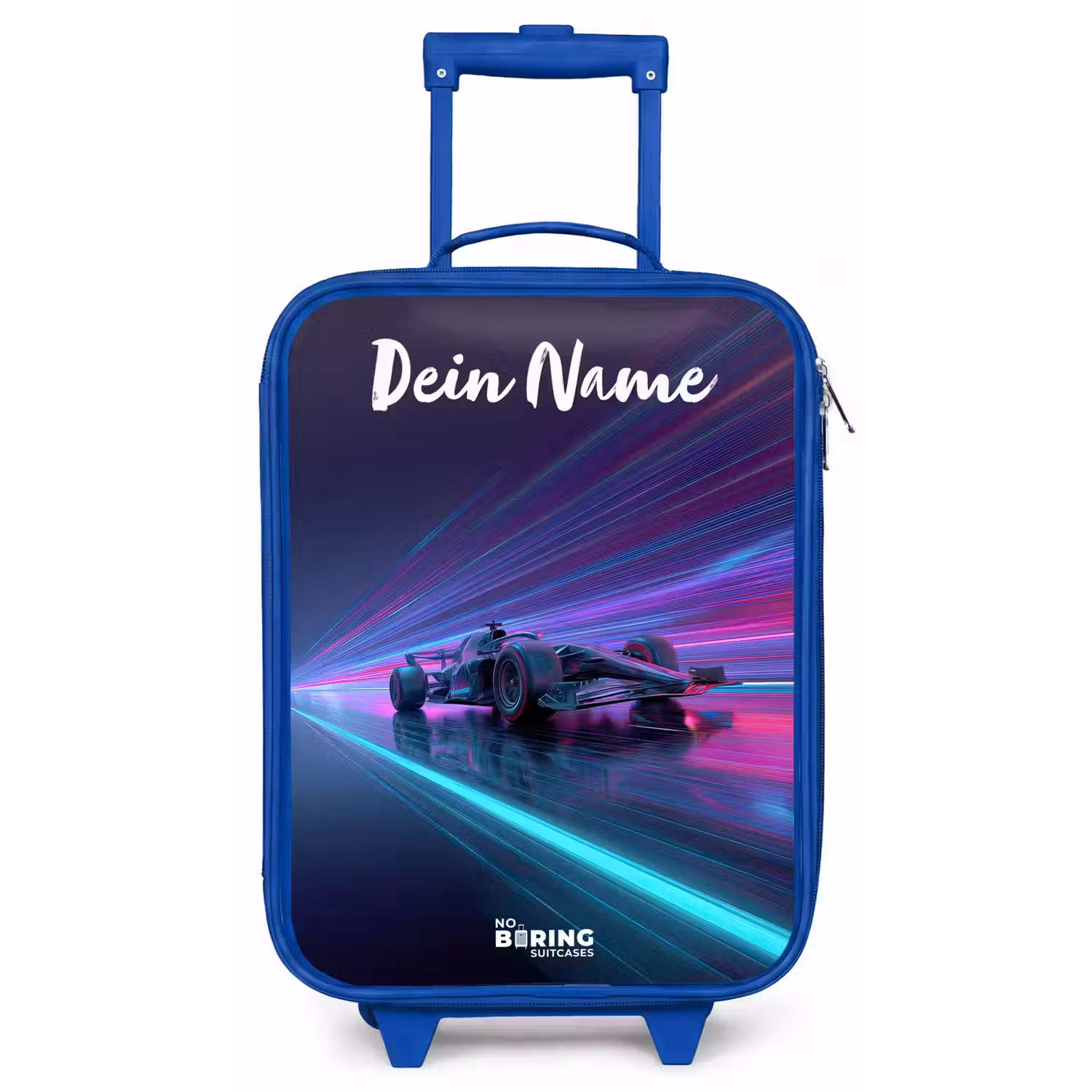 Lichtstralen - Neon - Racewagen - Paars Kinderkoffer - Blauw klein -zz3dotto