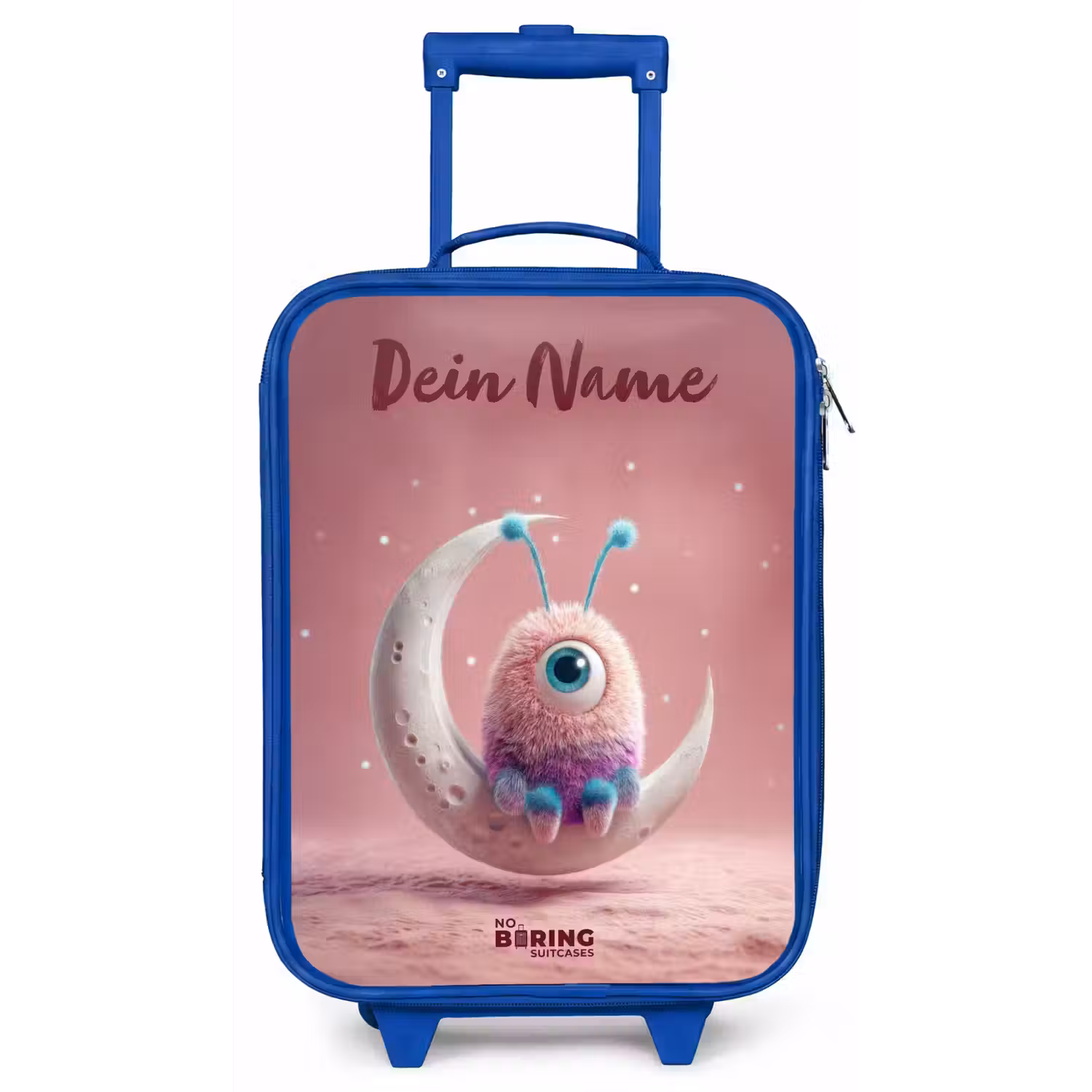 Maanwip met Pluizig Wezentje Kinderkoffer - Blauw klein -zz3dotto