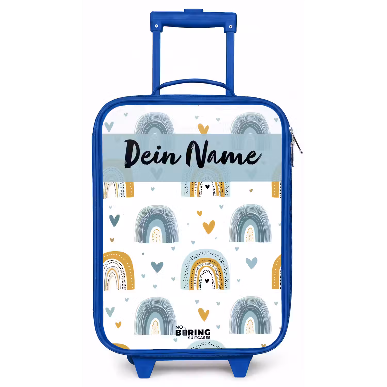 Patroon - Regenboog - Hartjes Kinderkoffer - Blauw klein -zz3dotto