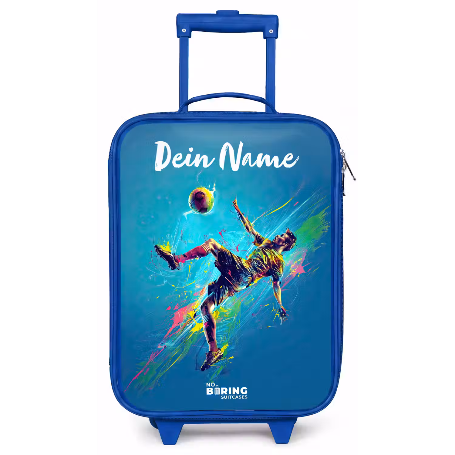 Neon - Voetbal - Schop - Kleurrijk Kinderkoffer - Blauw klein -zz3dotto