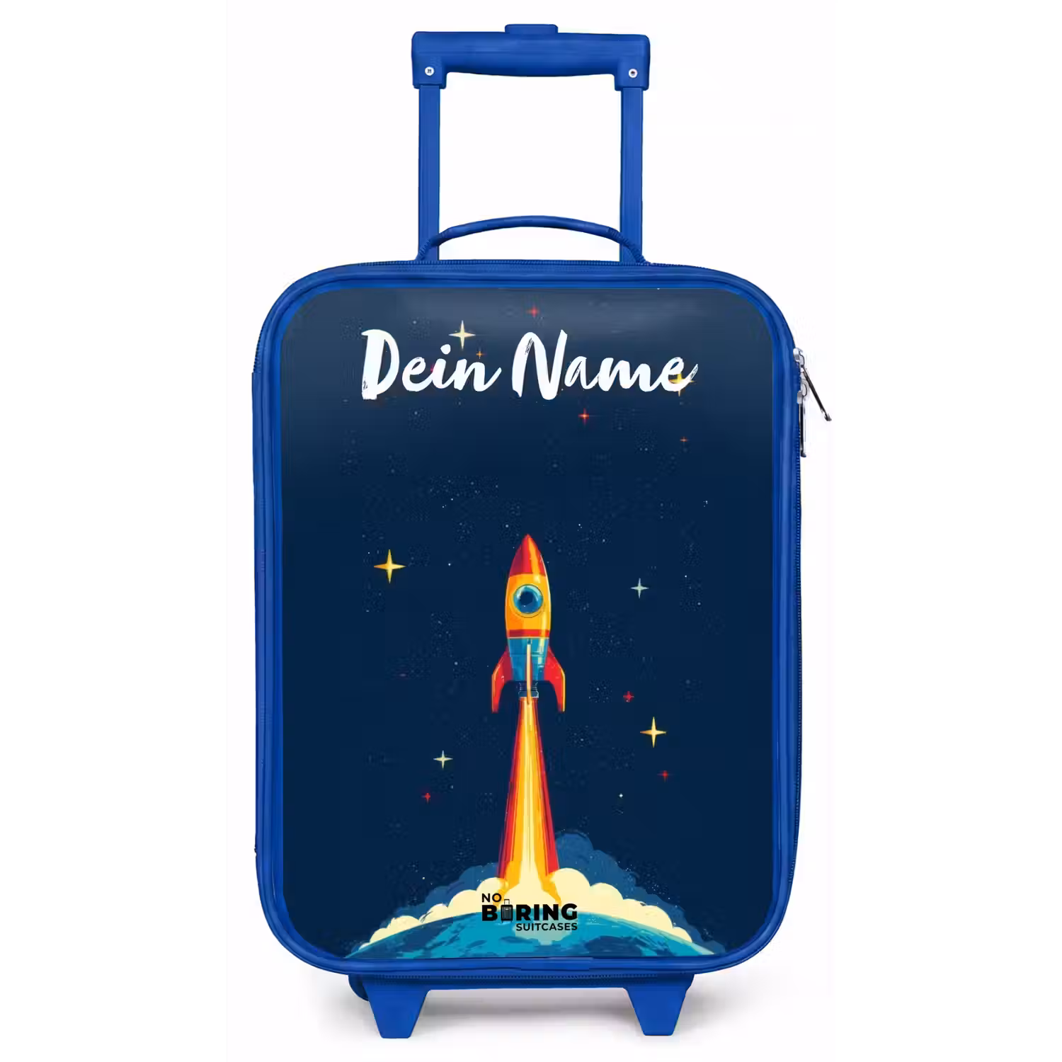 Planeet - Raket - Sterren - Donkerblauw Kinderkoffer - Blauw klein -zz3dotto
