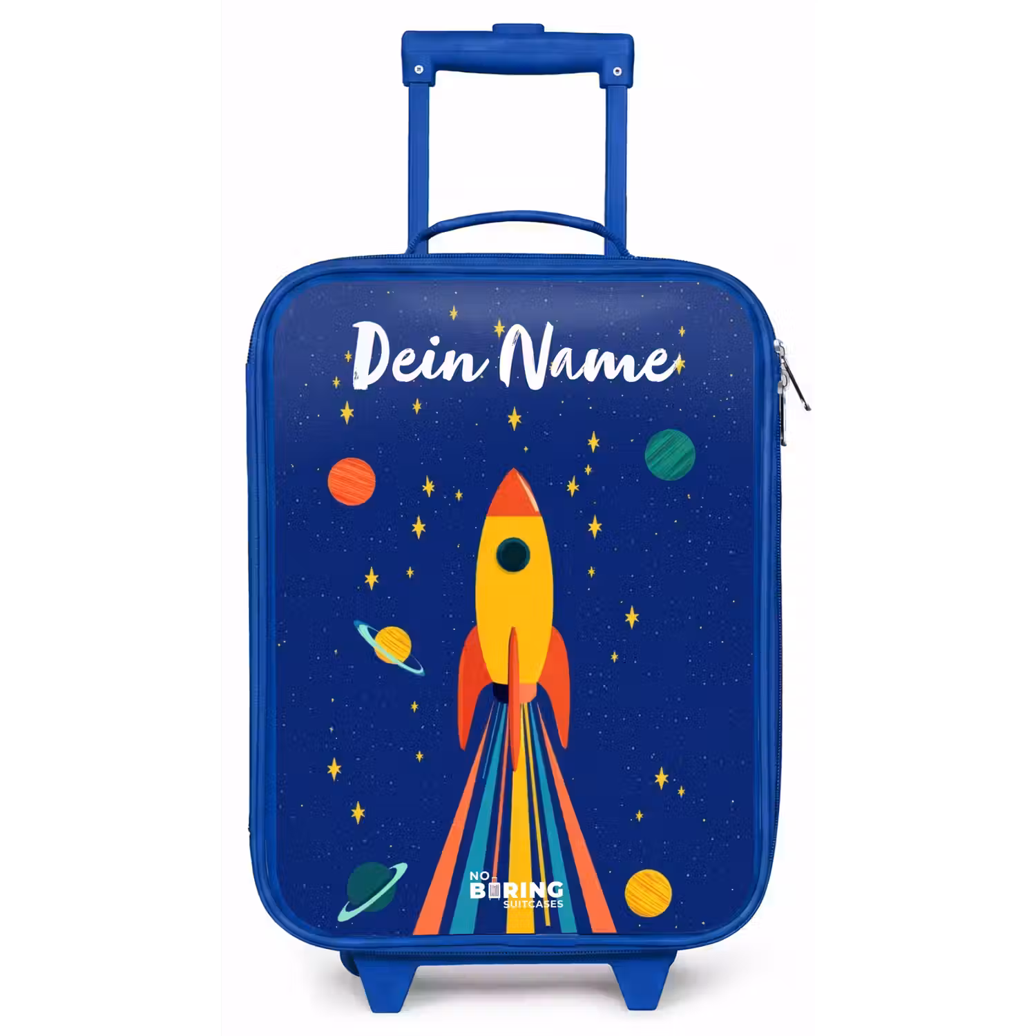 Raket - Sterren - Planeet - Ruimte Kinderkoffer - Blauw klein -zz3dotto