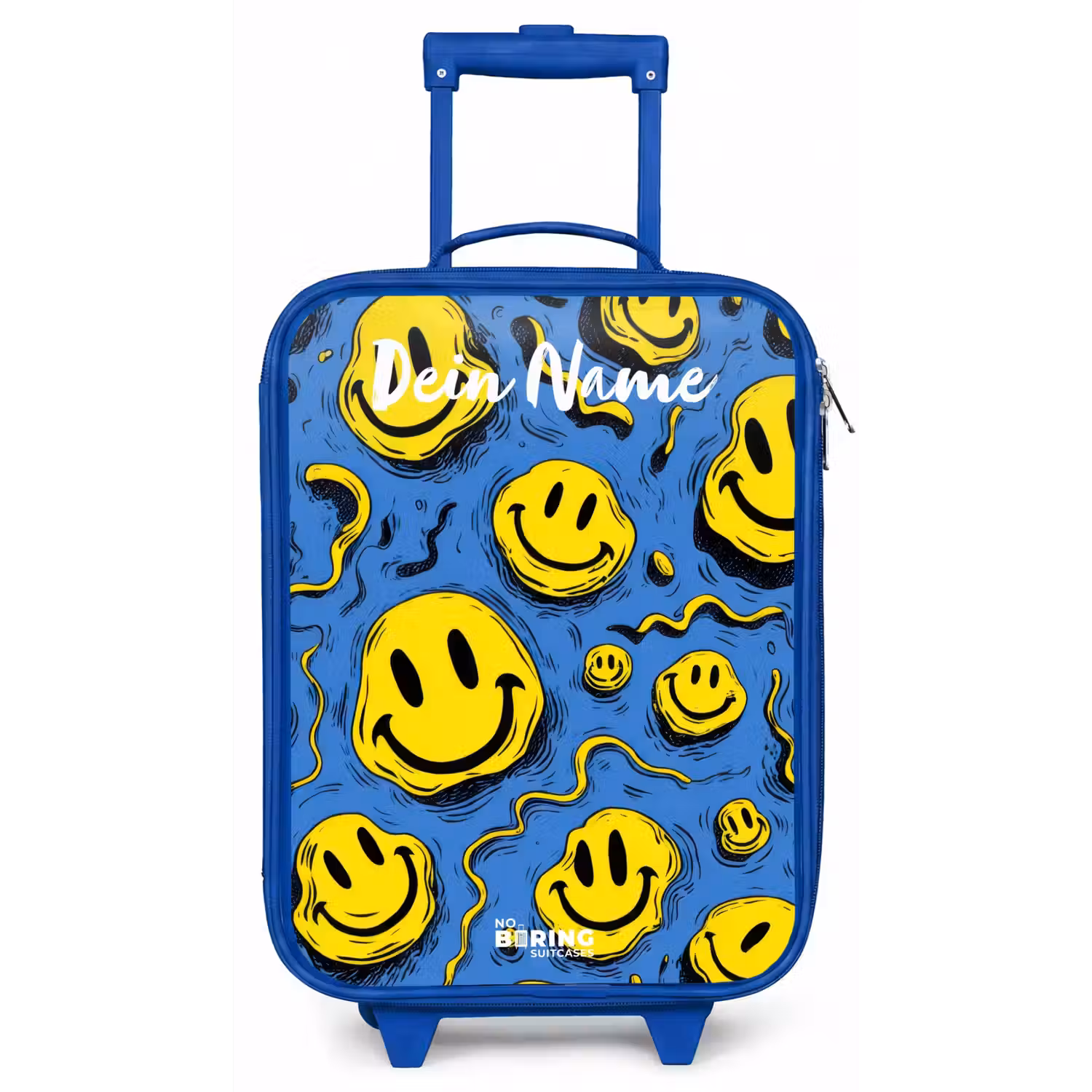Smiley - Blauw - Geel Kinderkoffer - Blauw klein -zz3dotto