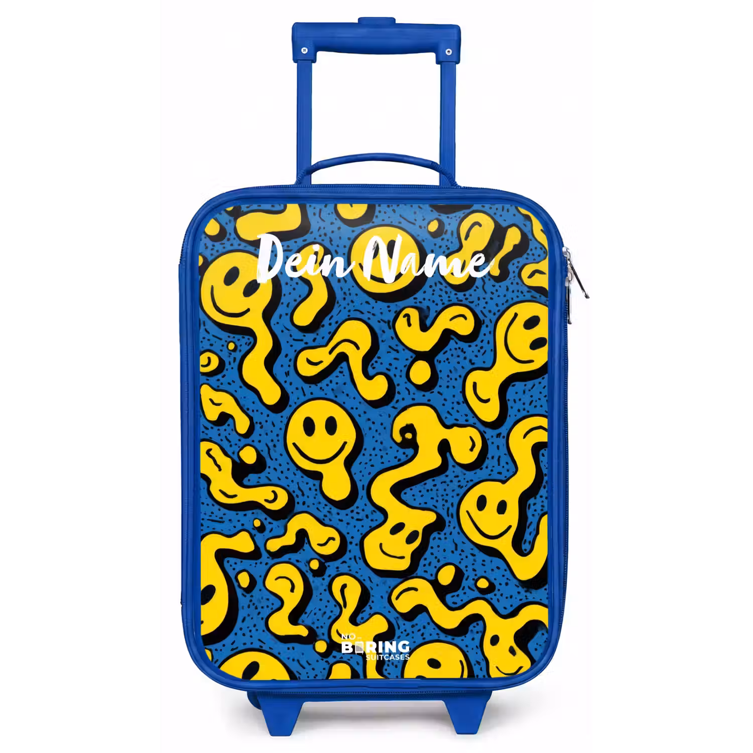 Smiley - Geel - Blauw Kinderkoffer - Blauw klein -zz3dotto