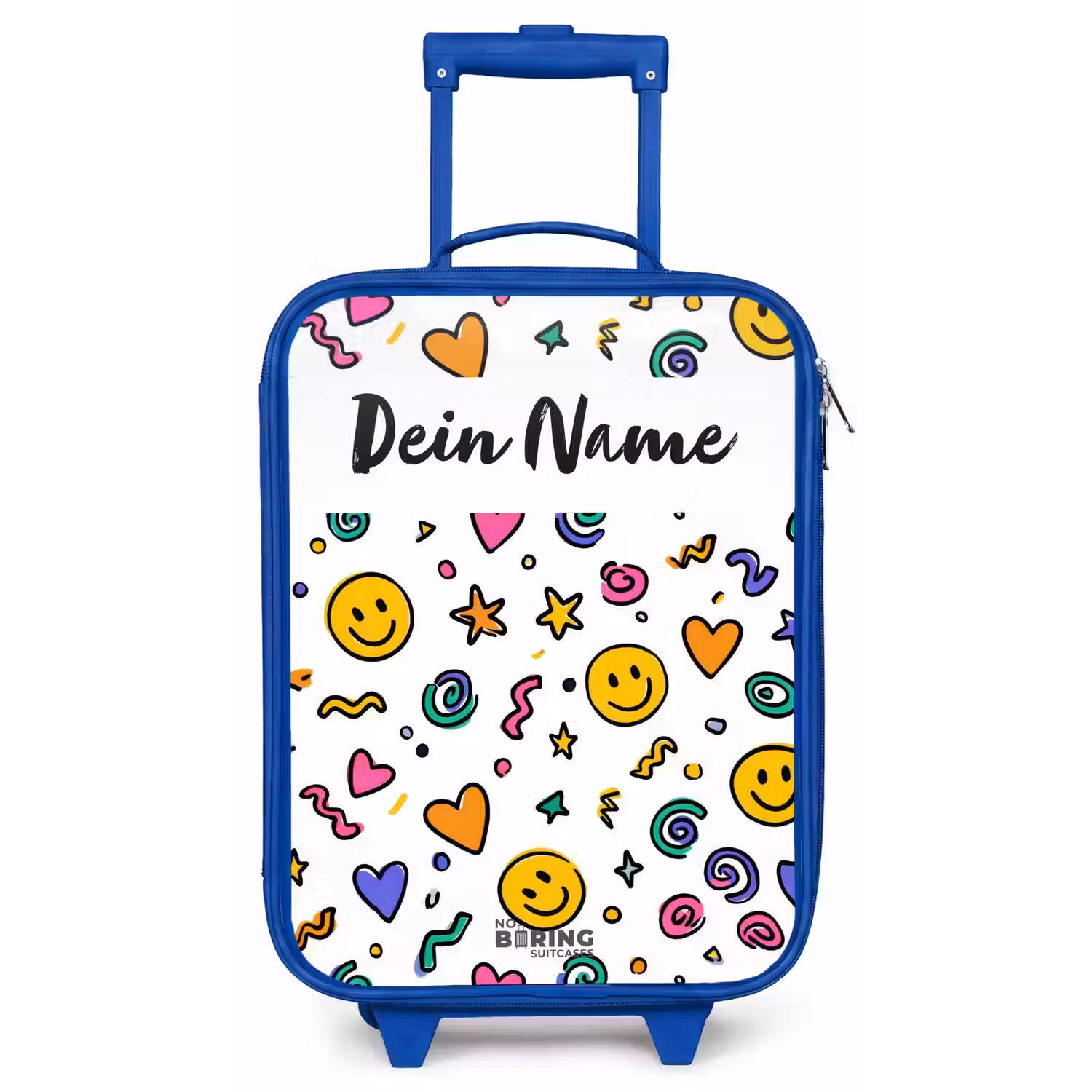 Smiley - Hartje - Ster Kinderkoffer - Blauw klein -zz3dotto