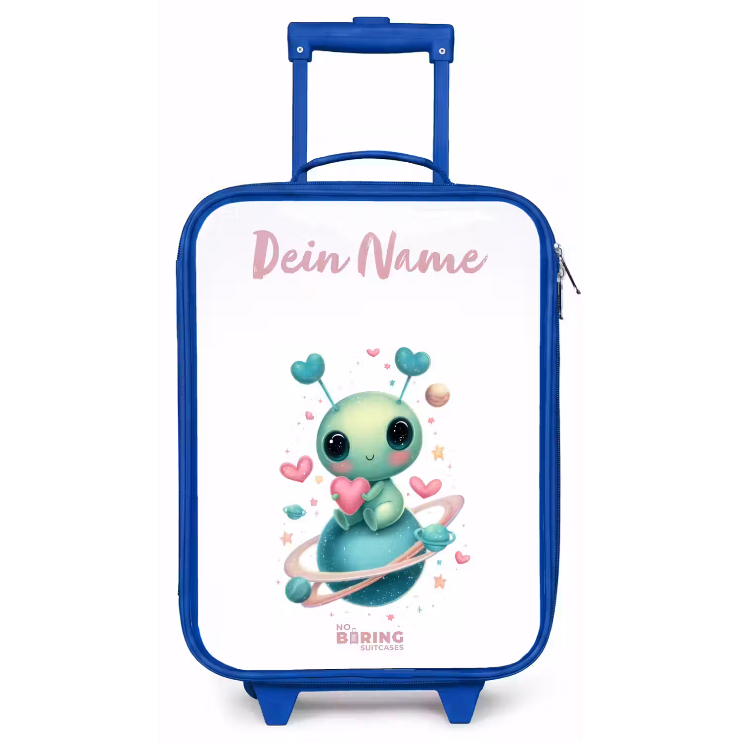 Lief buitenaards wezentje met hartje Kinderkoffer - Blauw klein -zz3dotto