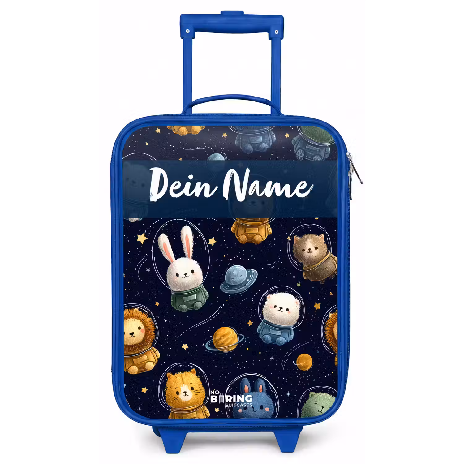 Dieren - Astronaut - Planeten - Sterren Kinderkoffer - Blauw klein -zz3dotto