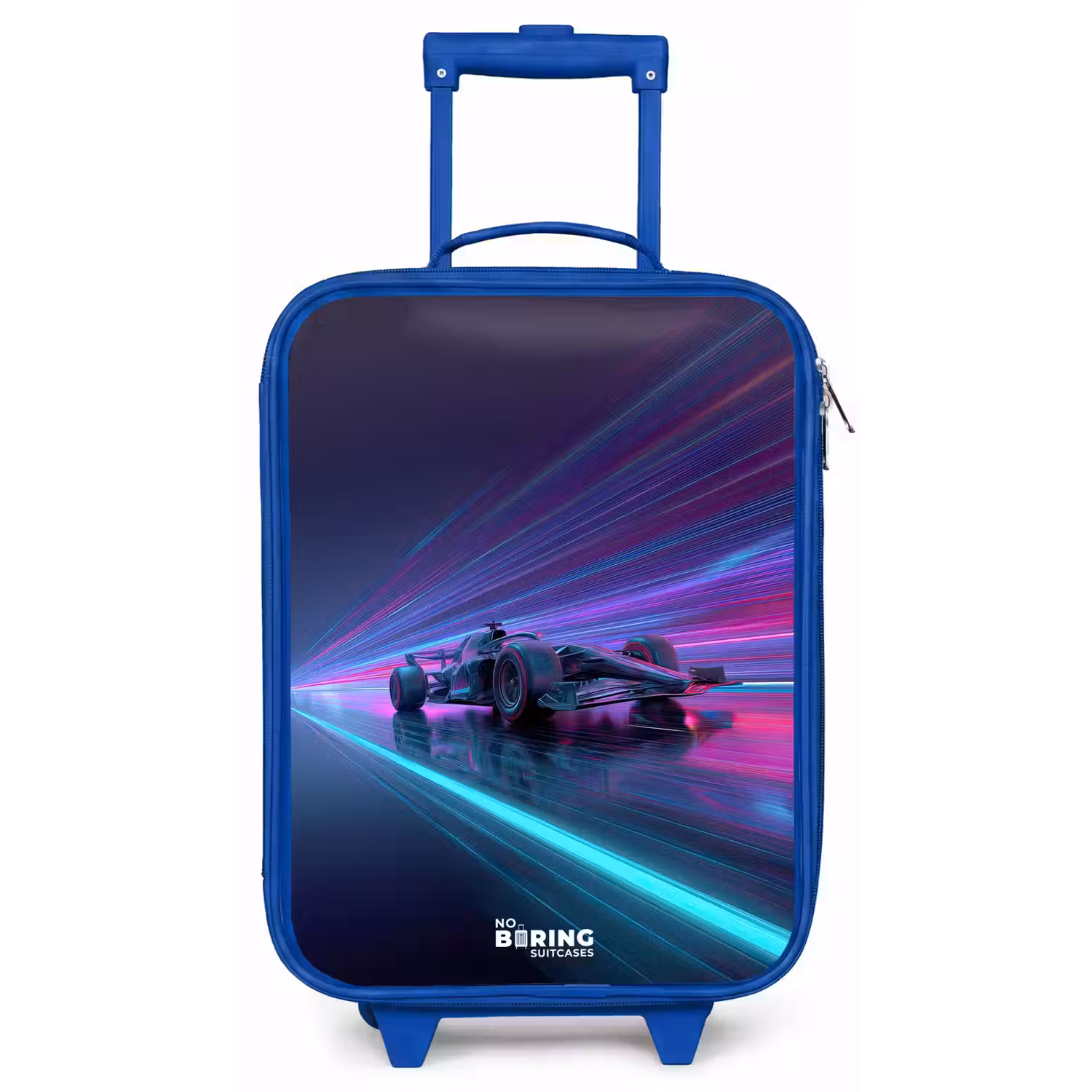 Neon - Raceauto - Lichtstrepen - Paars Kinderkoffer - Blauw klein -zz3dotto