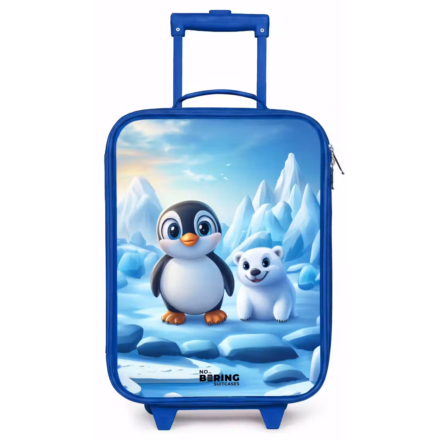 Pinguïn en ijsbeertje op ijsschotsen Kinderkoffer - Blauw klein -zz3dotto