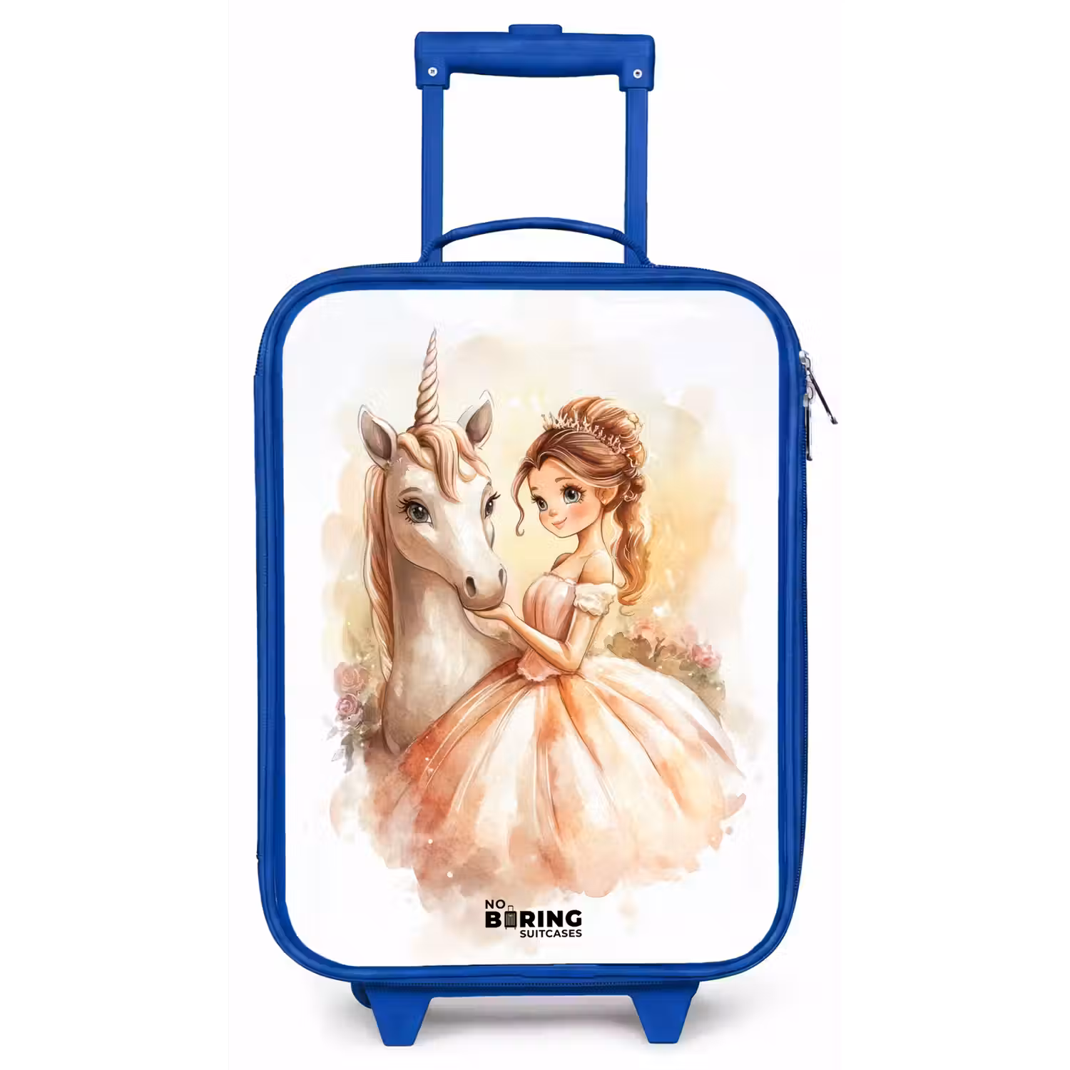 Prinses in jurk met witte eenhoorn Kinderkoffer - Blauw klein -zz3dotto