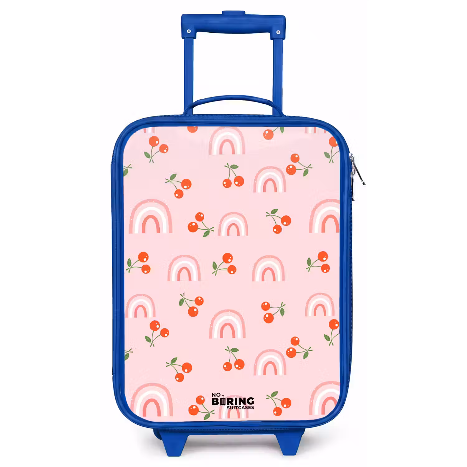 Roze met regenboog en kersen patroon Kinderkoffer - Blauw klein -zz3dotto