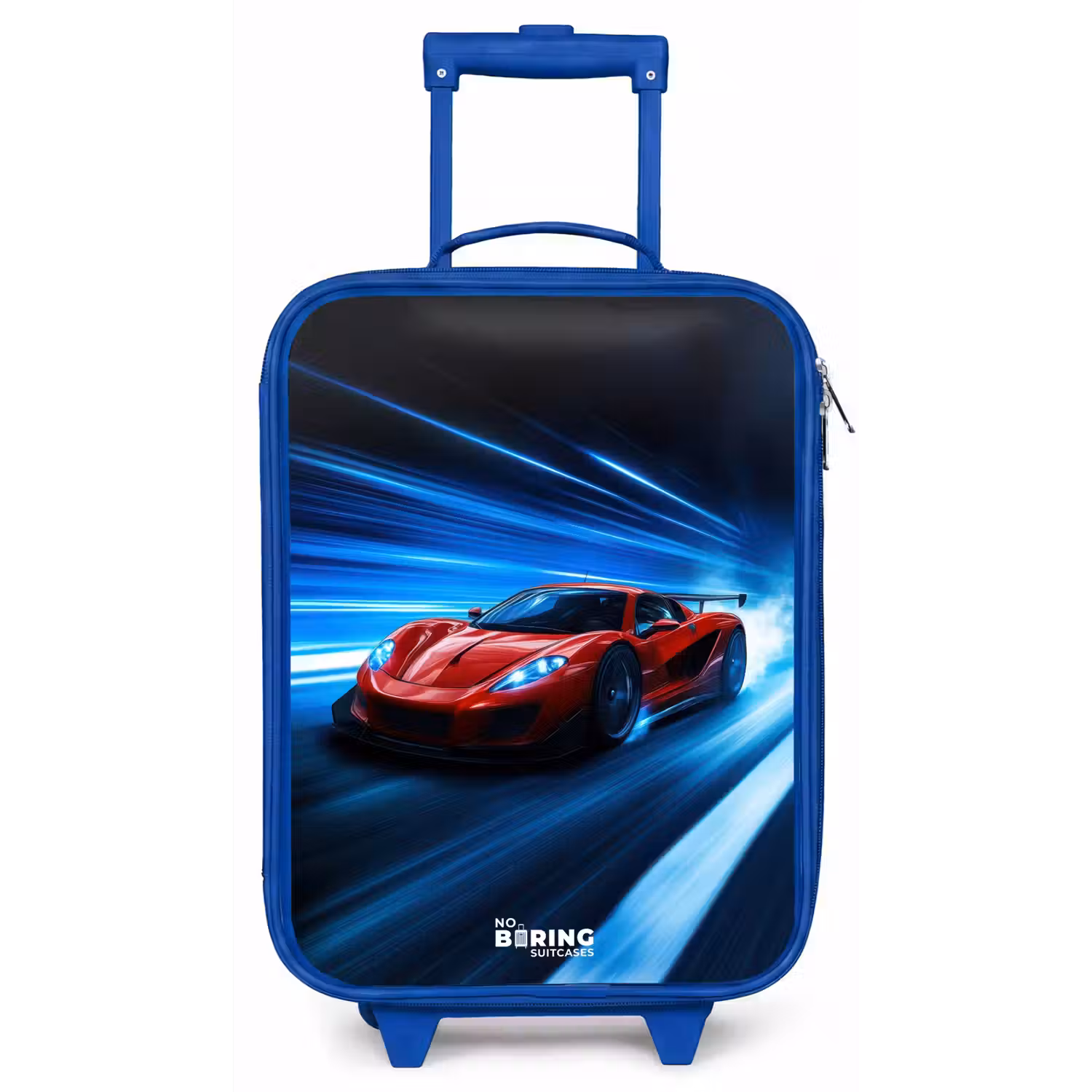 Rode racewagen in digitale snelheidswereld Kinderkoffer - Blauw klein -zz3dotto