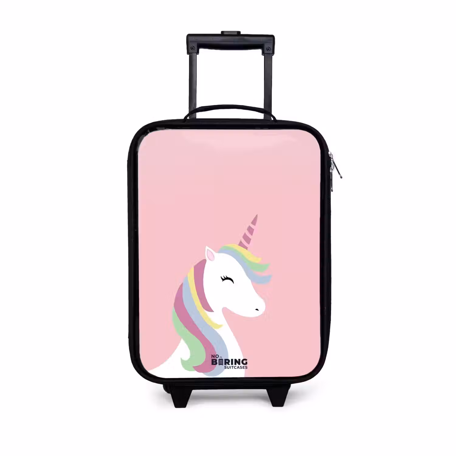 Cartoon unicorn met regenboogmanen Kinderkoffer - Zwart klein -3d