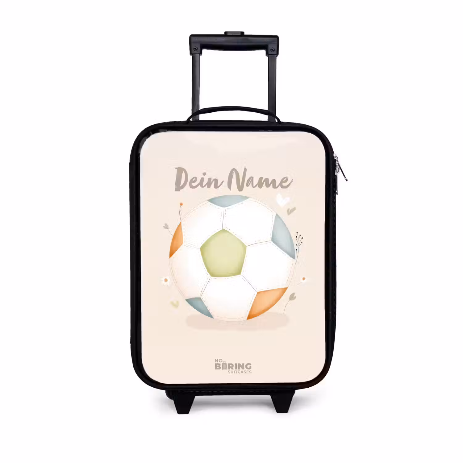 Voetbal in beige pastel kleuren Kinderkoffer - Zwart klein -3d