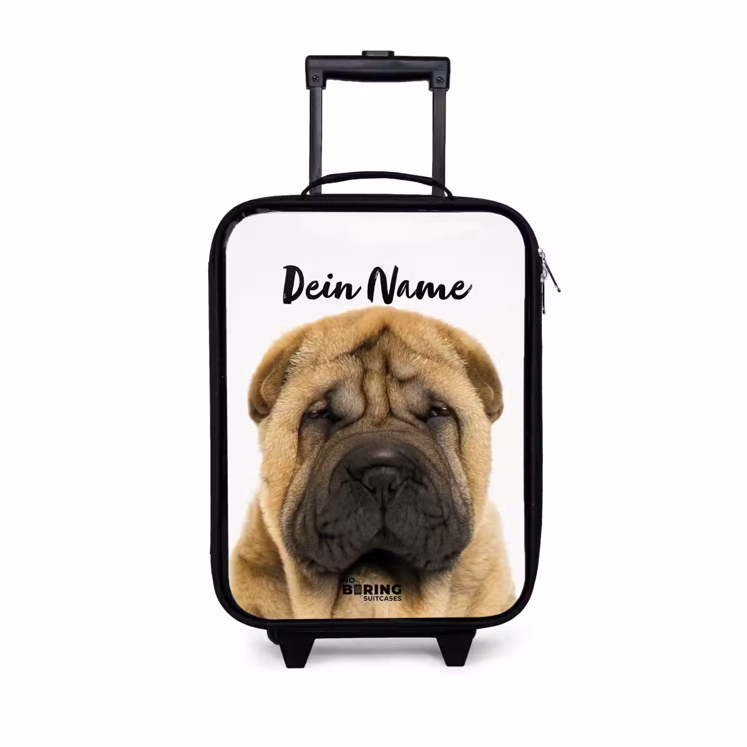 Hondje met Boos Hoofd Kinderkoffer - Zwart klein -3d