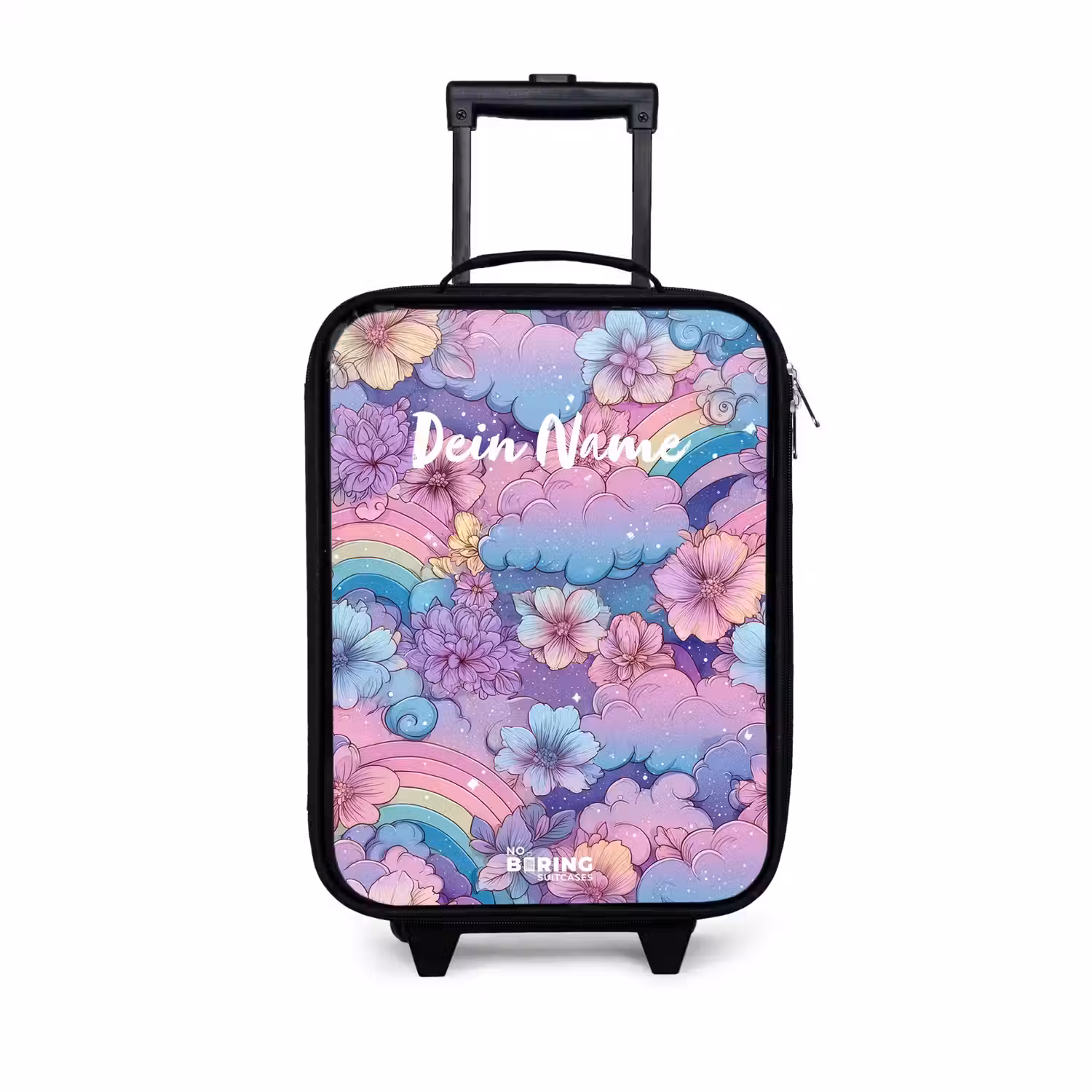Illustratie van wolken, regenbogen en bloemen Kinderkoffer - Zwart klein -3d