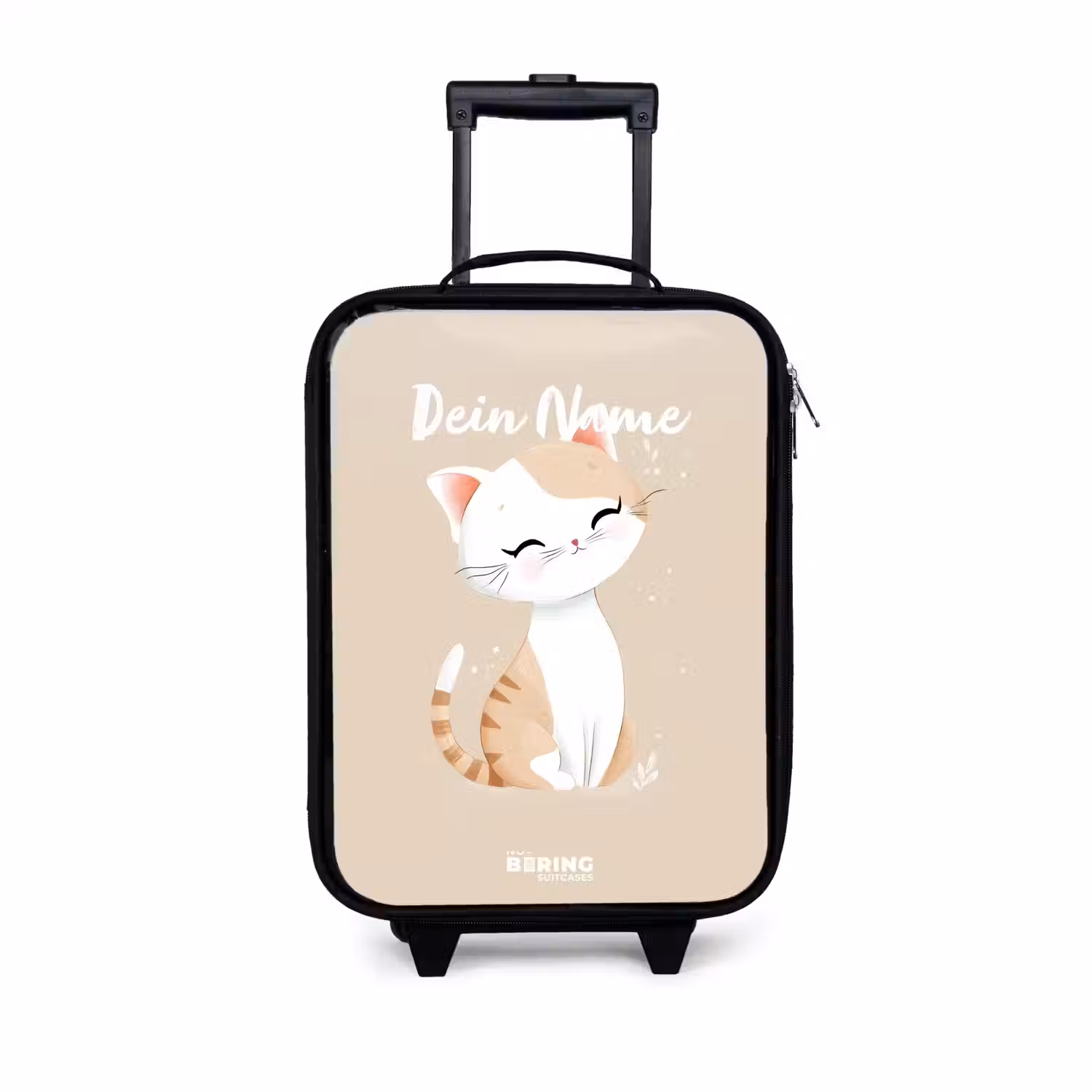 Kitten in de kleuren beige en wit Kinderkoffer - Zwart klein -3d