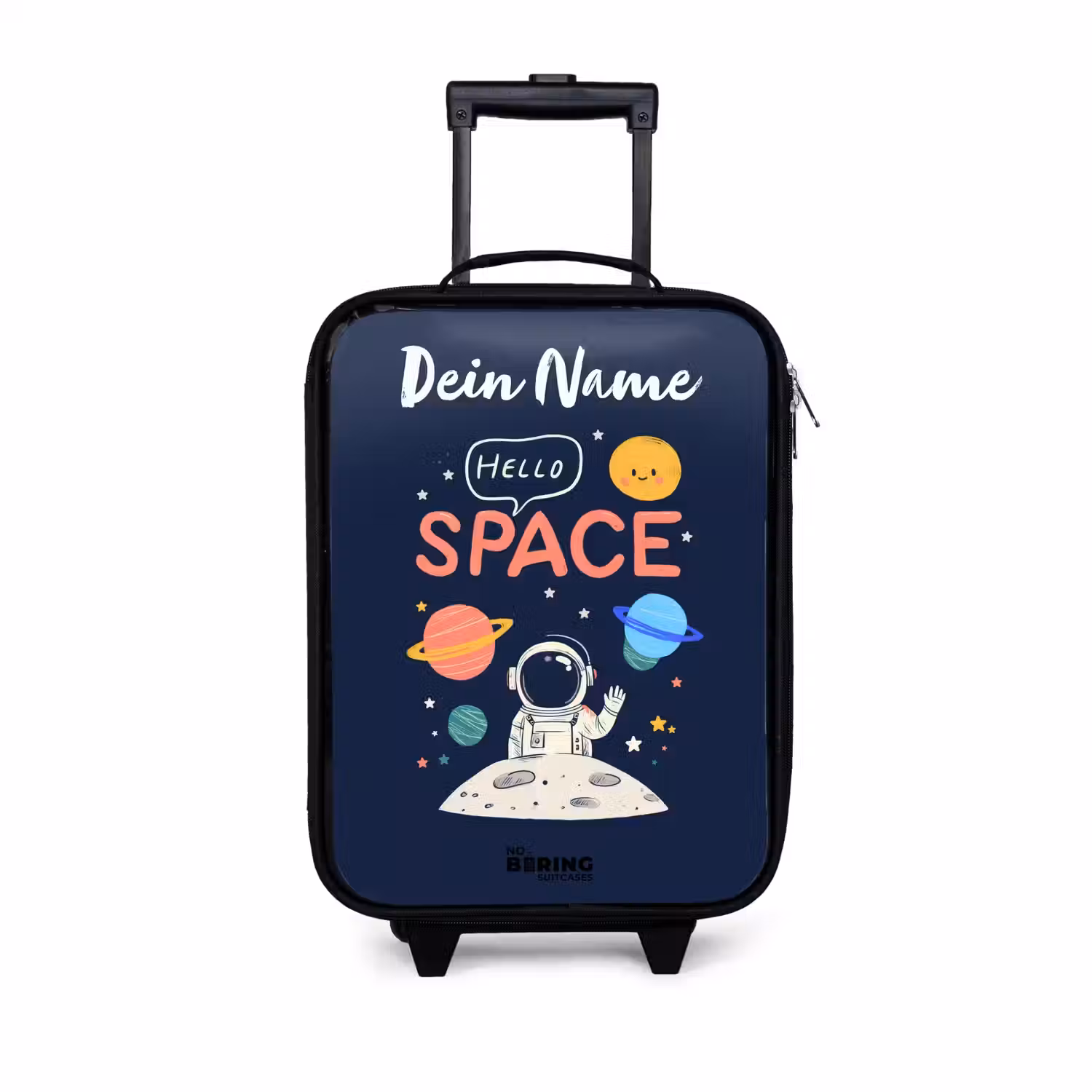 Astronaut - Quote - Planeten - Sterren Kinderkoffer - Zwart klein -3d