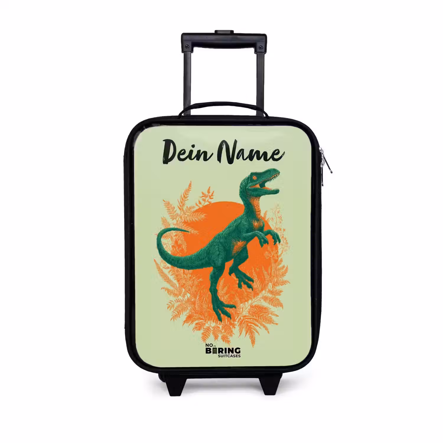 Dino - Natuur - Groen Kinderkoffer - Zwart klein -3d