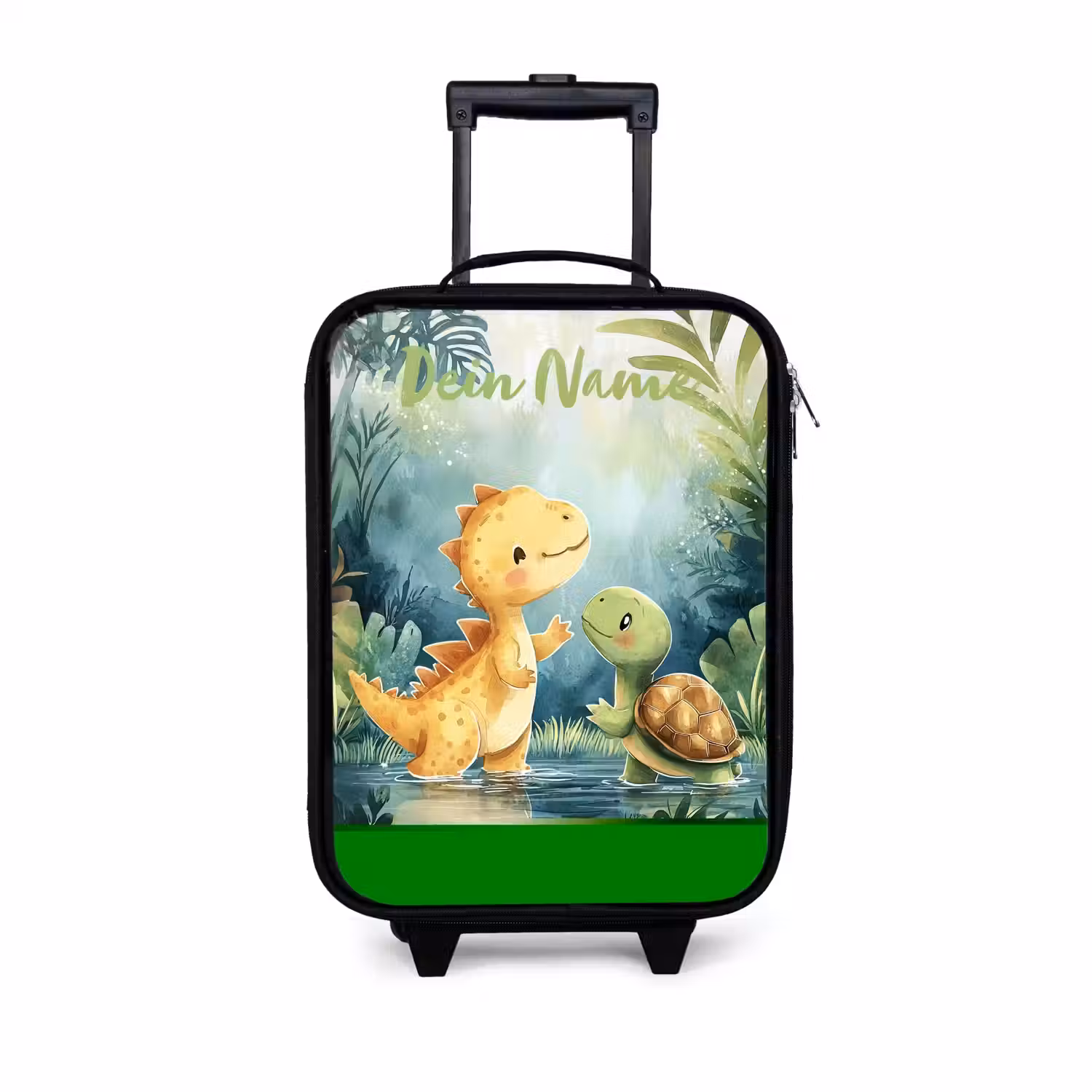 Dino - Schildpad - Jungle Kinderkoffer - Zwart klein -3d