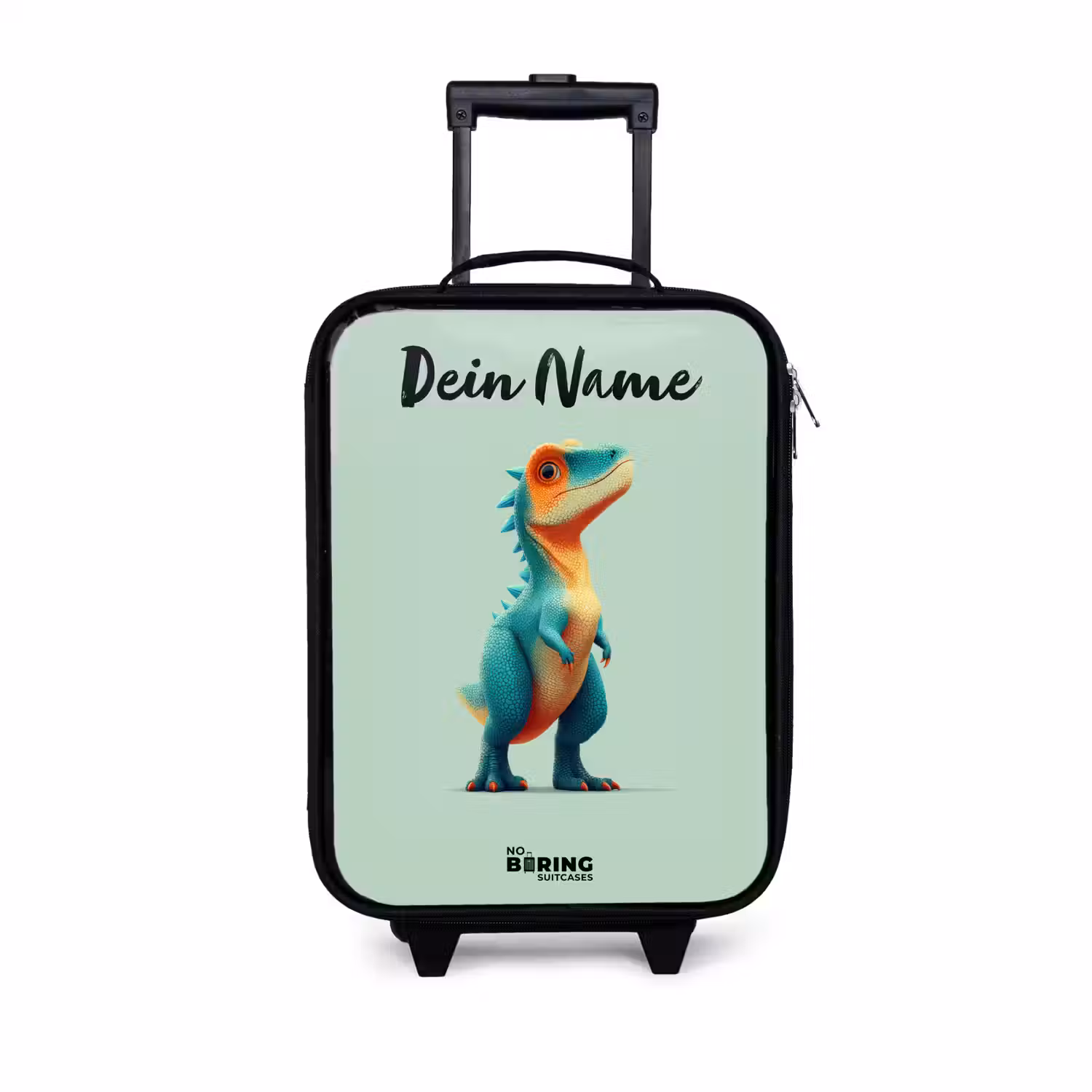 Dino - Dier - Groen - Oranje Kinderkoffer - Zwart klein -3d