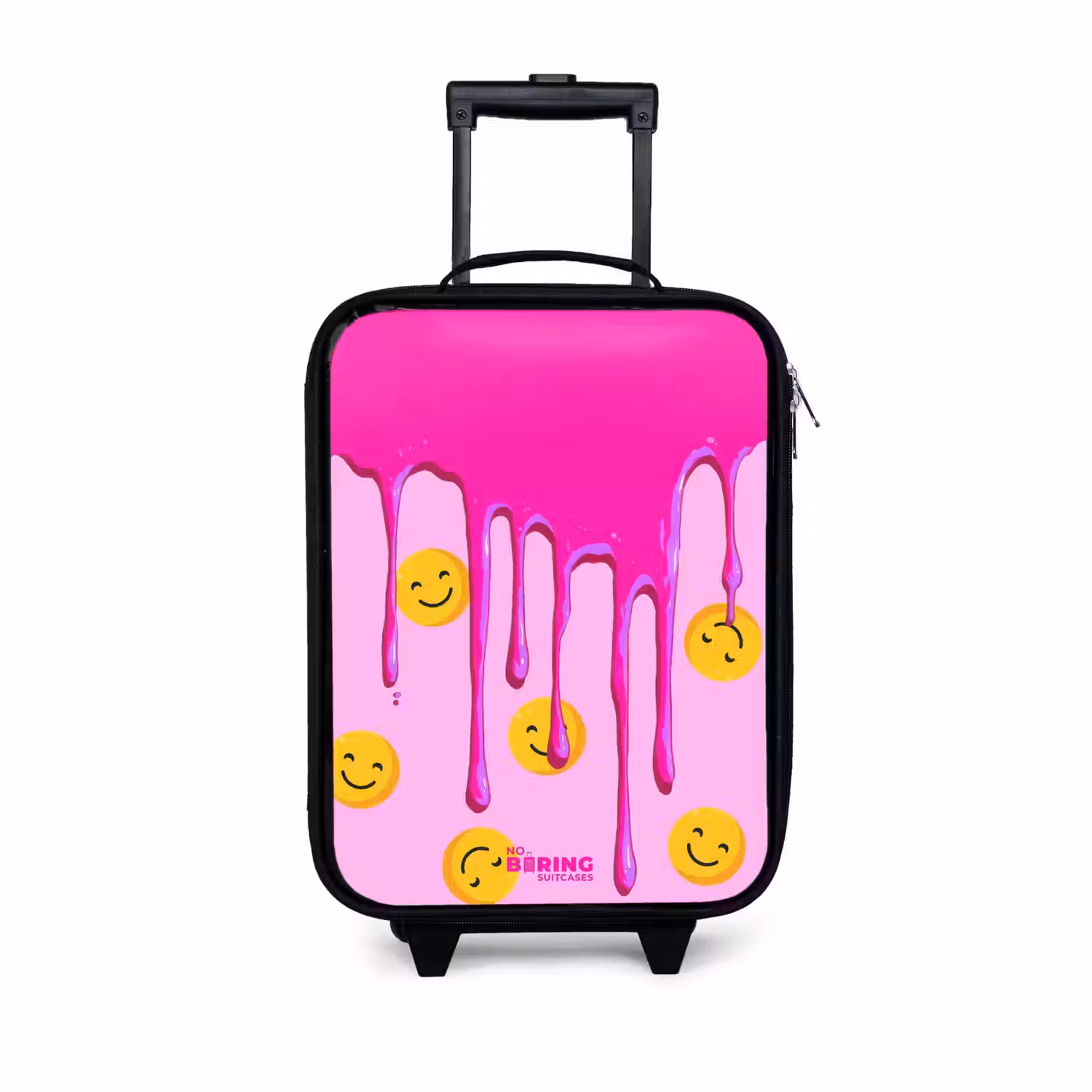 Verf - Smiley - Roze Kinderkoffer - Zwart klein -3d