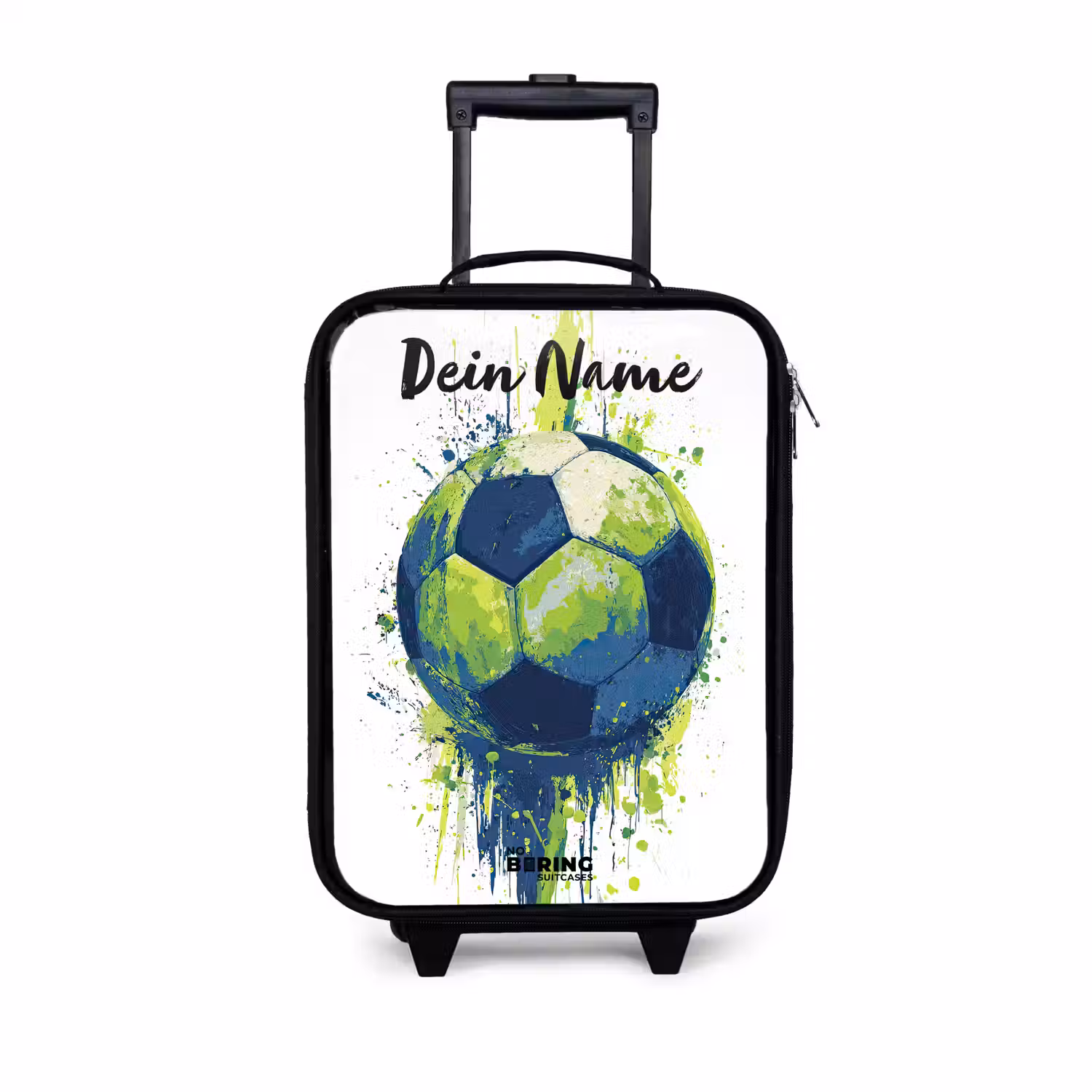 Voetbalvibes - Verf - Groen - Blauw Kinderkoffer - Zwart klein -3d