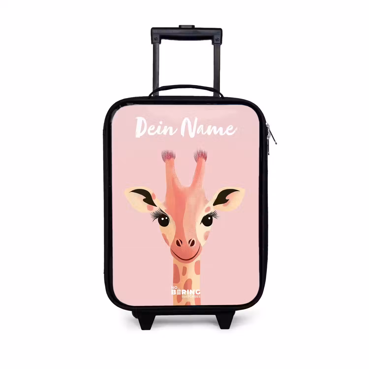 Giraffe - Wimpers - Minimalistisch - Roze Kinderkoffer - Zwart klein -3d