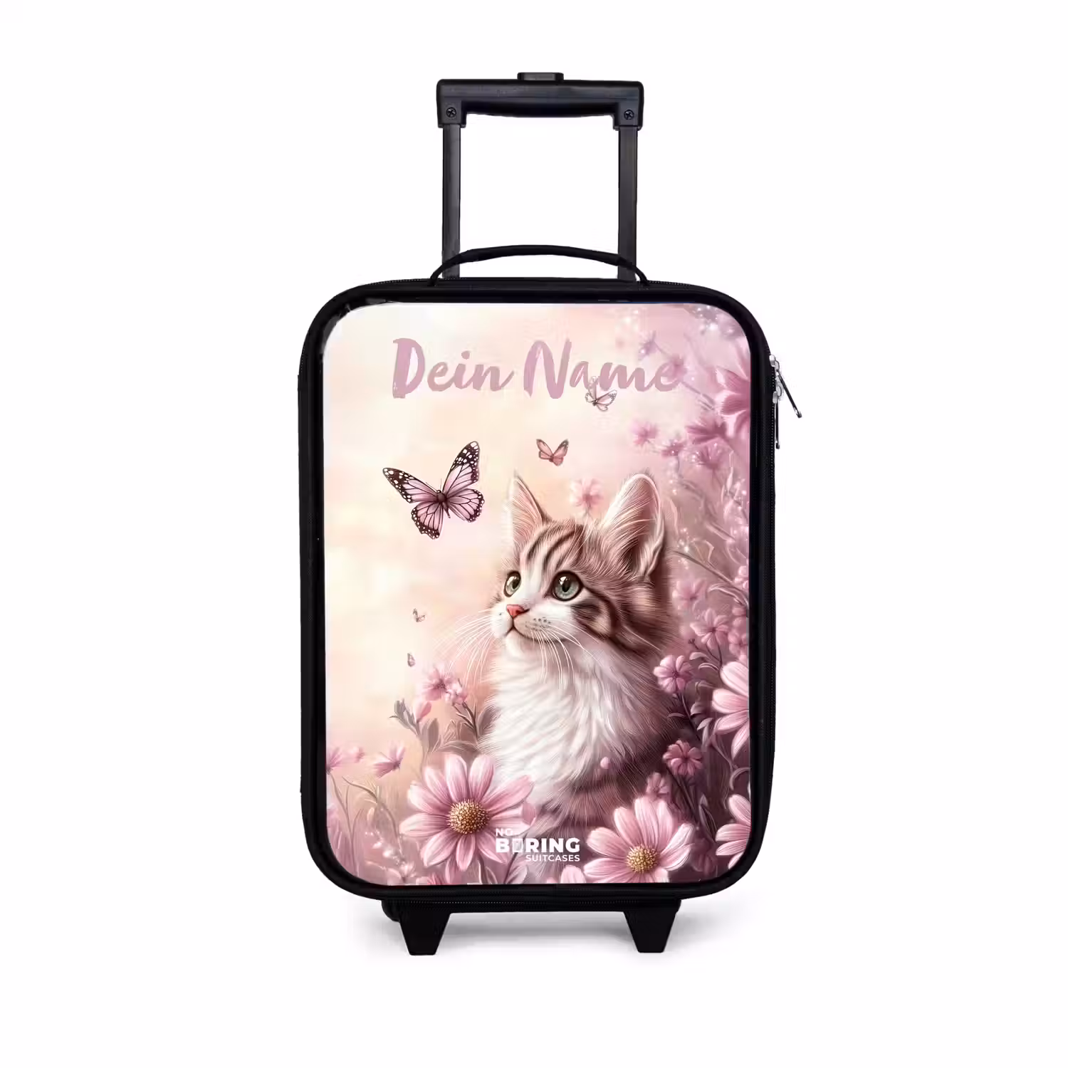 Kitten - Vlinders - Paars - Bloemen Kinderkoffer - Zwart klein -3d