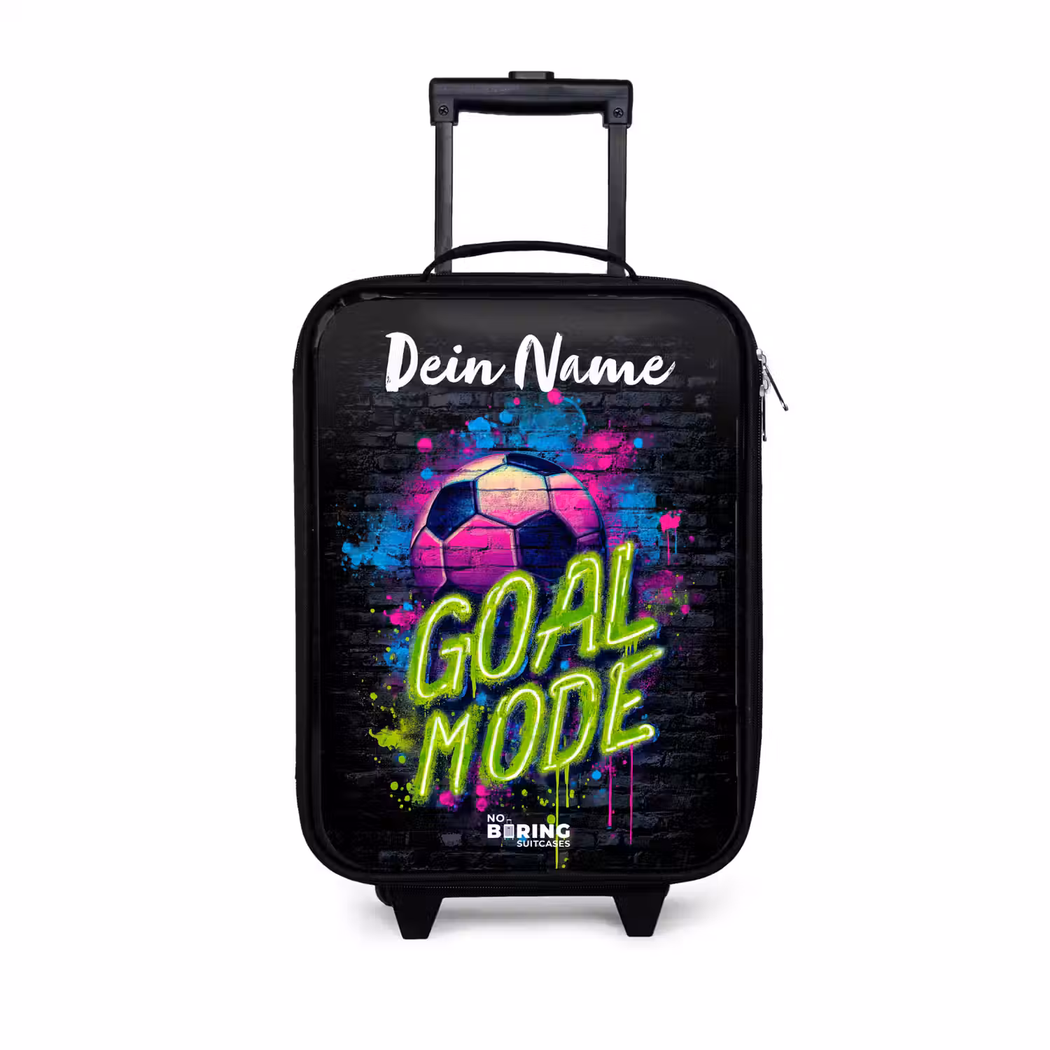 Neon - Graffiti - Voetbal - Kleurrijk Kinderkoffer - Zwart klein -3d