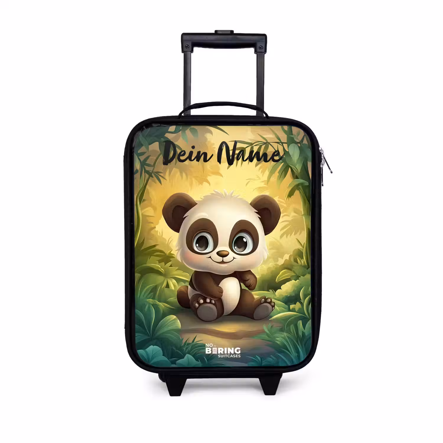 Panda - Bamboebos - Groen Kinderkoffer - Zwart klein -3d