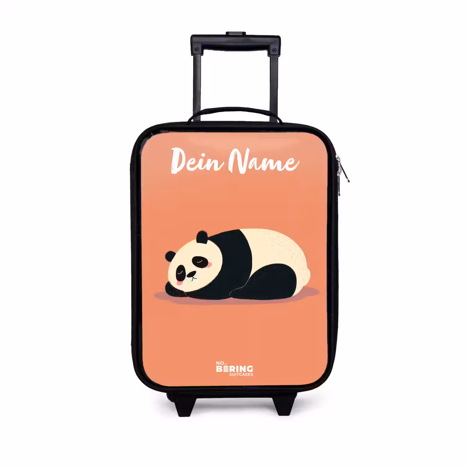 Panda - Slapen - Oranje Kinderkoffer - Zwart klein -3d